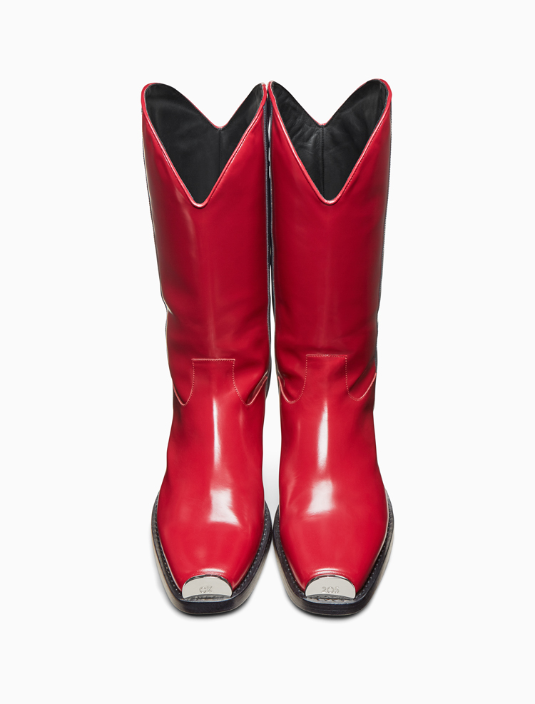 WESTERN BOOT IN CALF LEATHER WITH 205 SILVER TOE PLATE