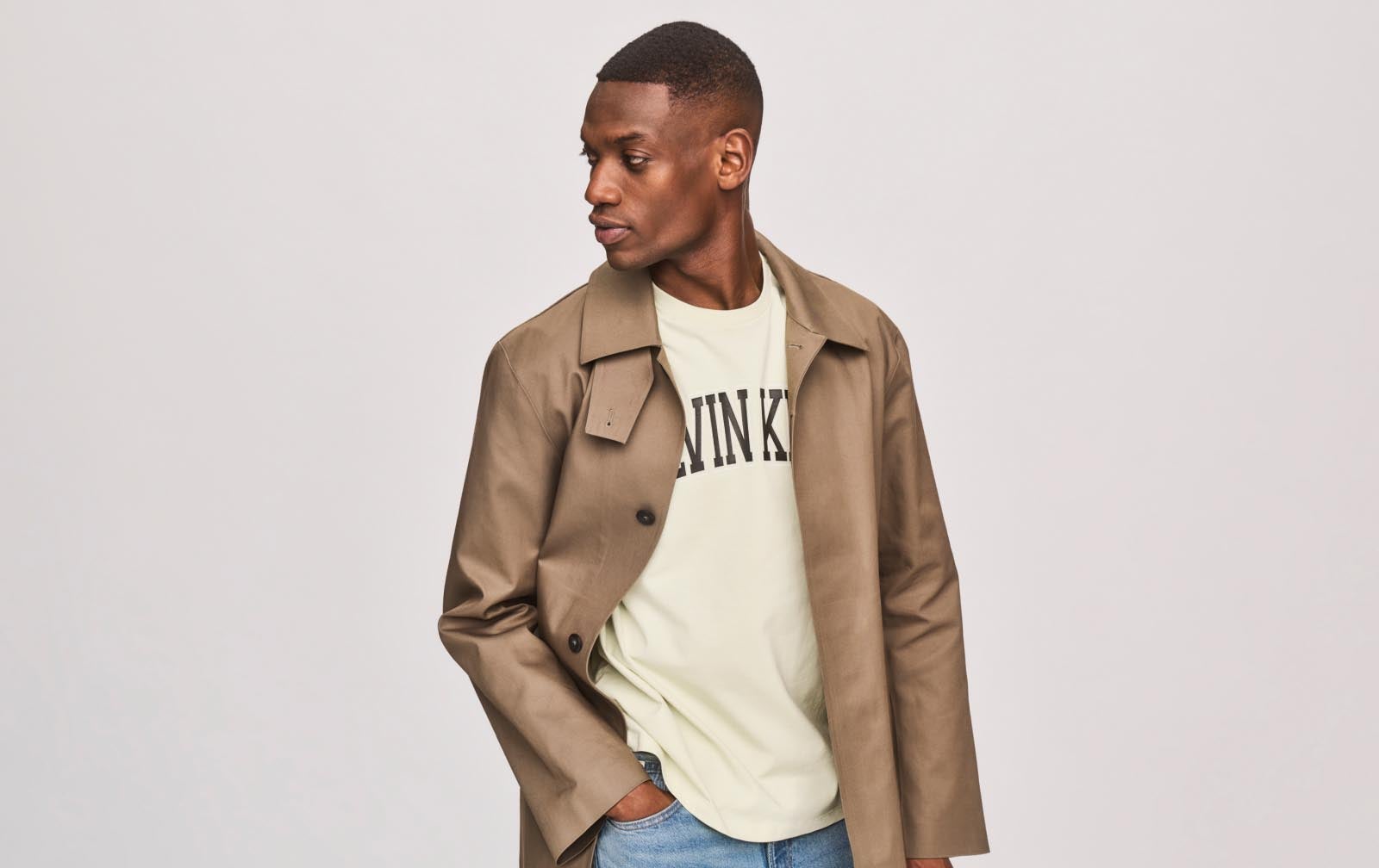 Models wearing apparel featuring the new Calvin Klein logo