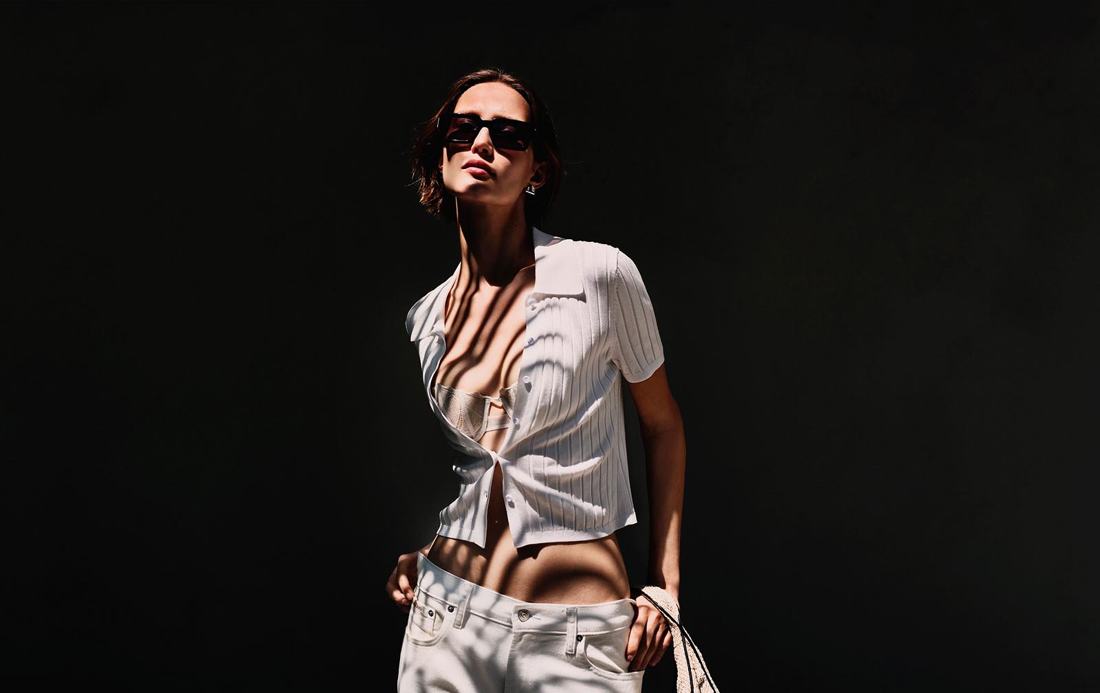 Model posing in Calvin Klein apparel.