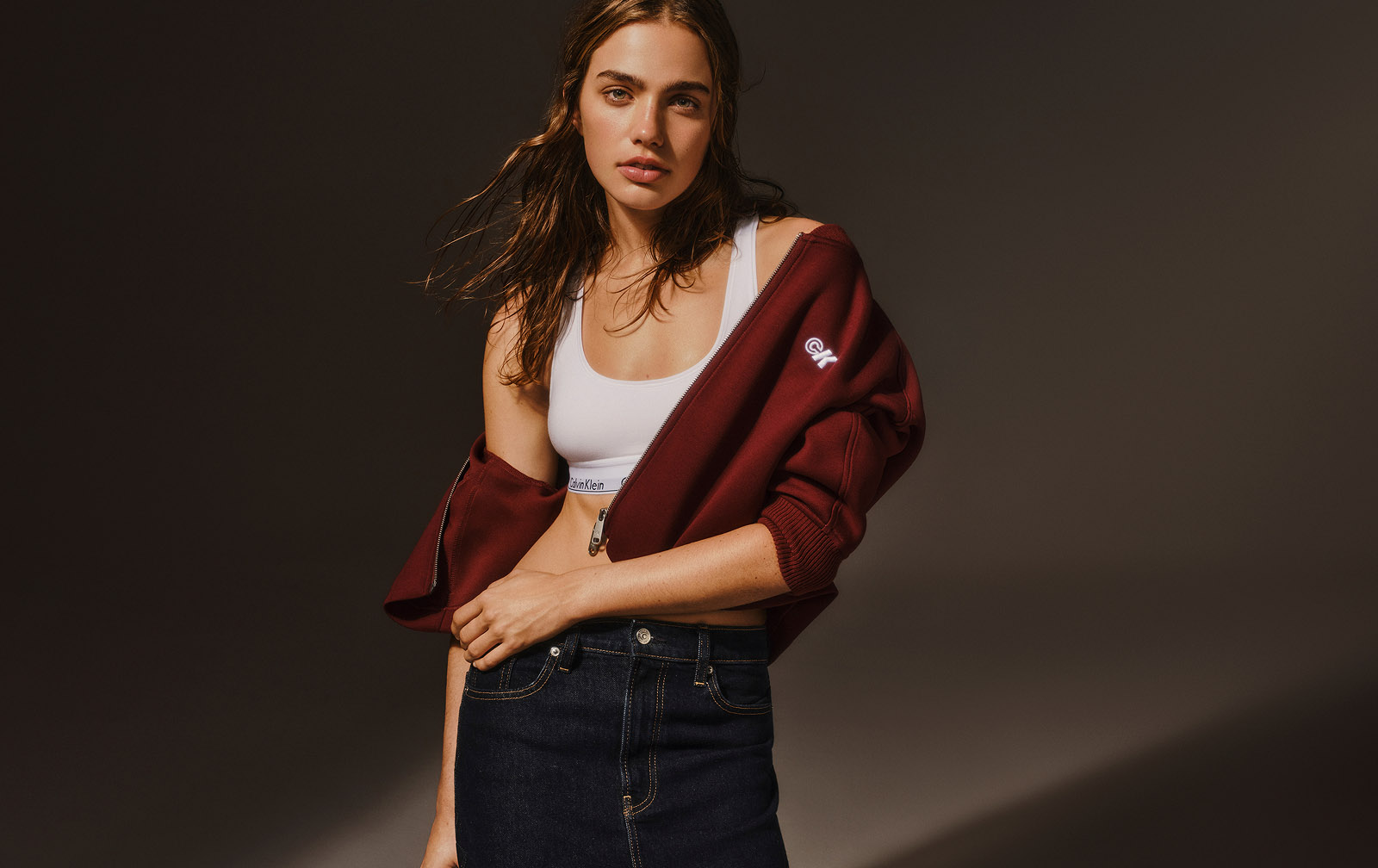 Model wearing Calving Klein