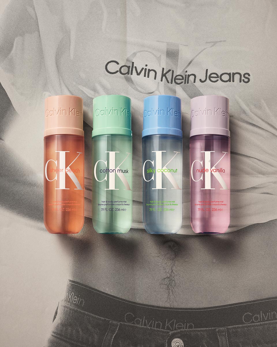 Still life image of bottles of Calvin Klein Body Mist