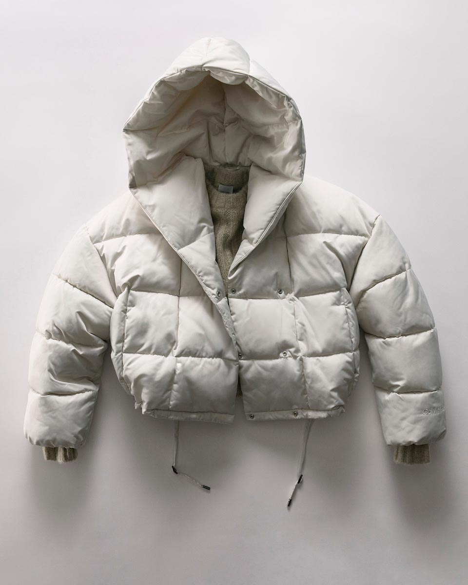 Still life image of a puffer jacket