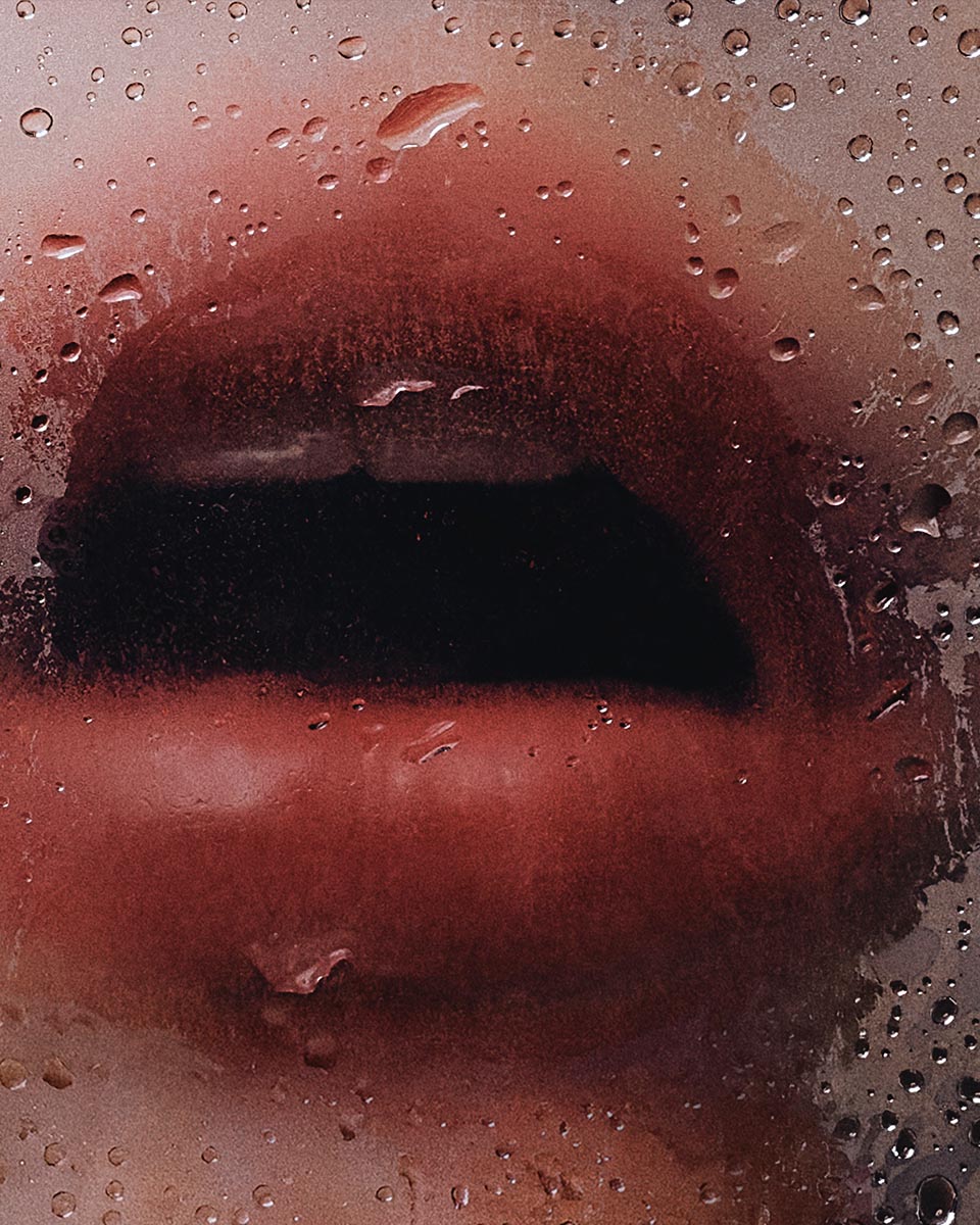 A close up of a person's lips