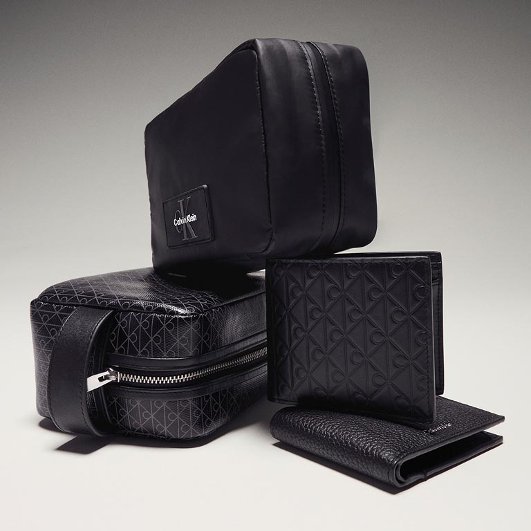 Still life of men’s small leather goods