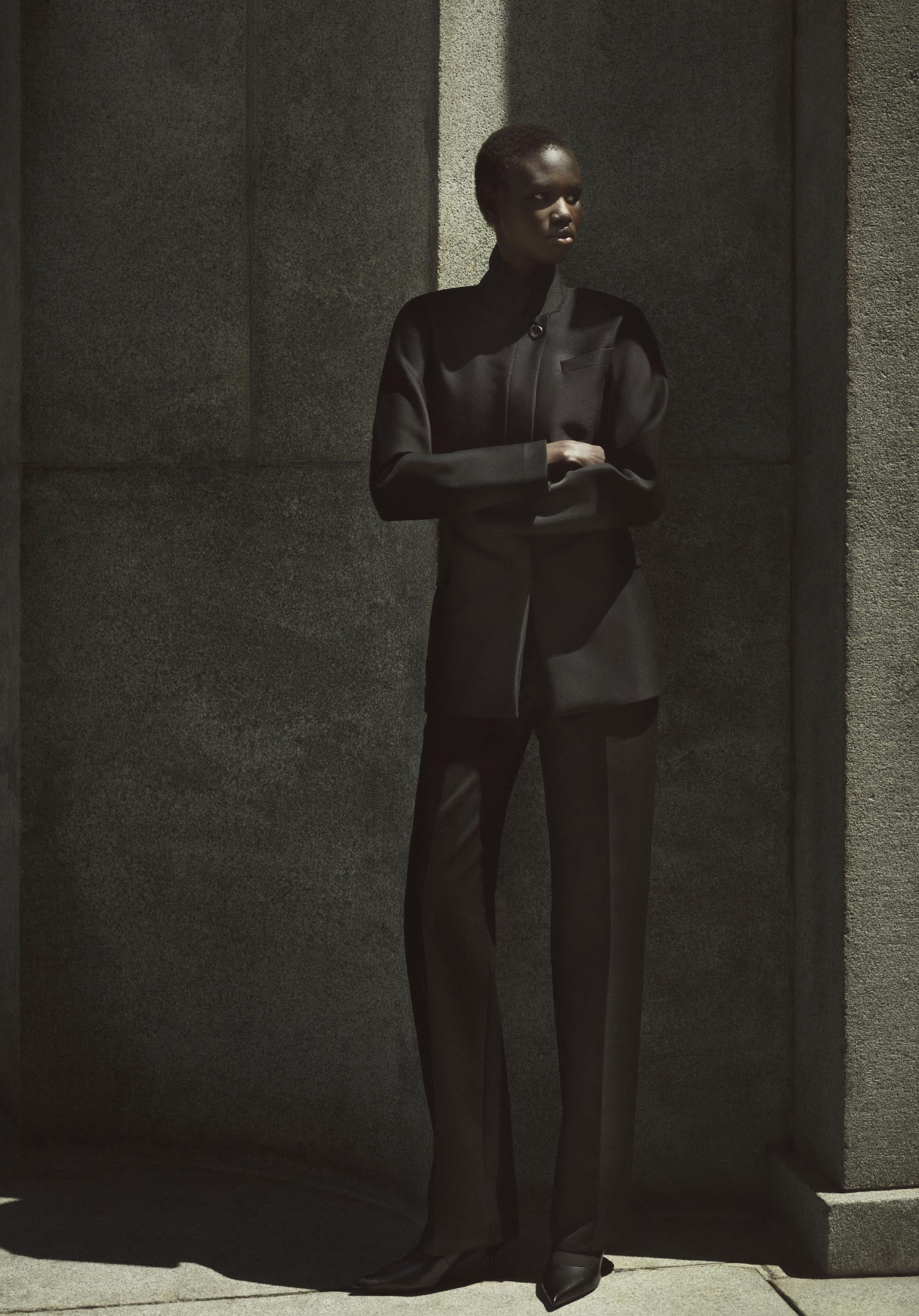 Models posing around the city wearing Calvin Klein Studio apparel