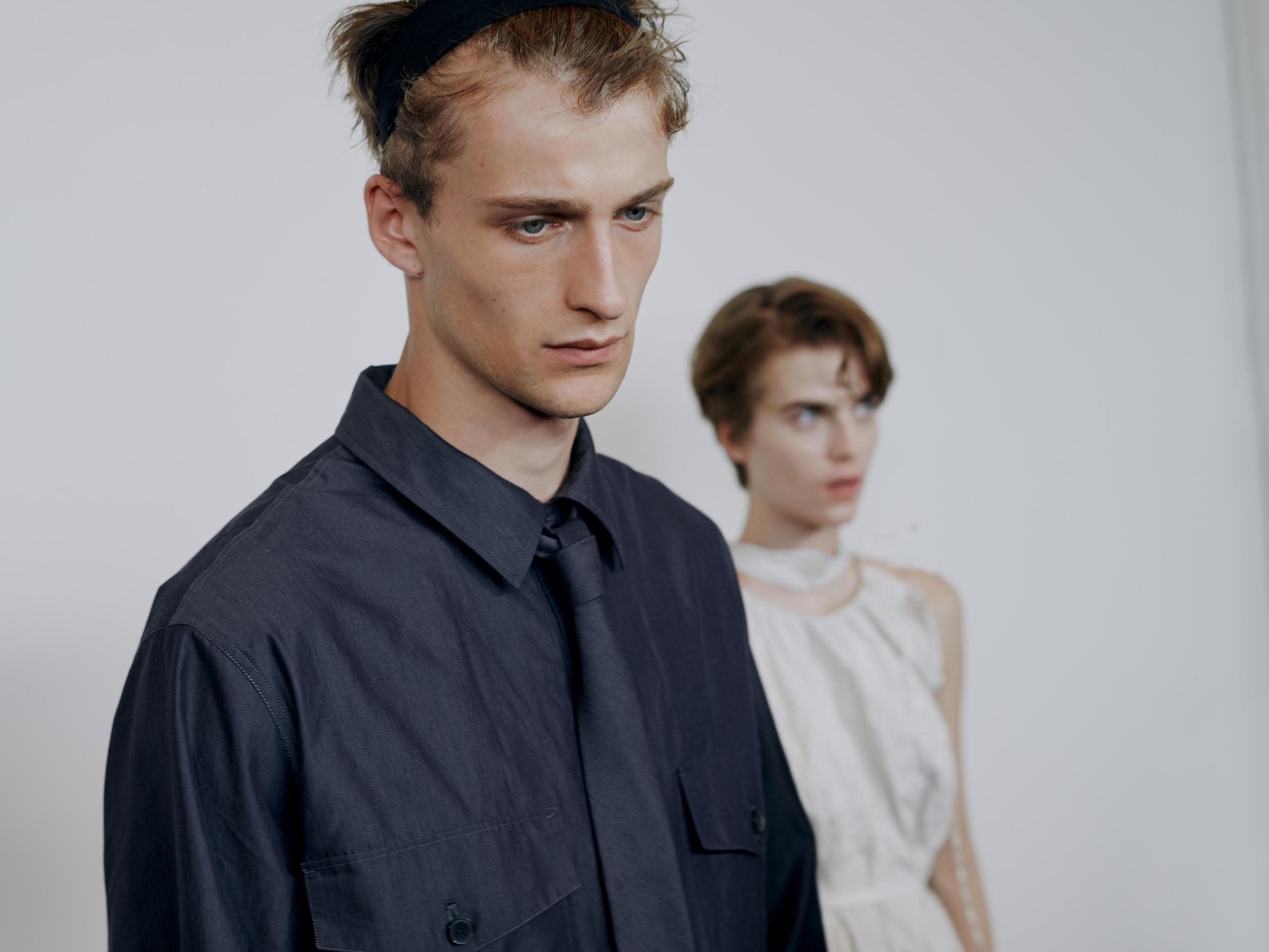 Backstage at the runway show