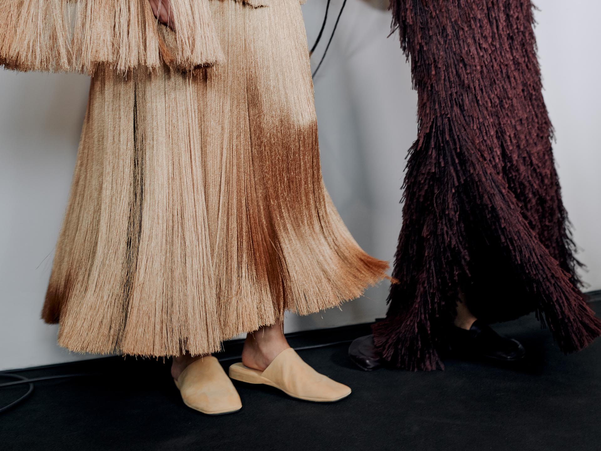 Backstage at the runway show
