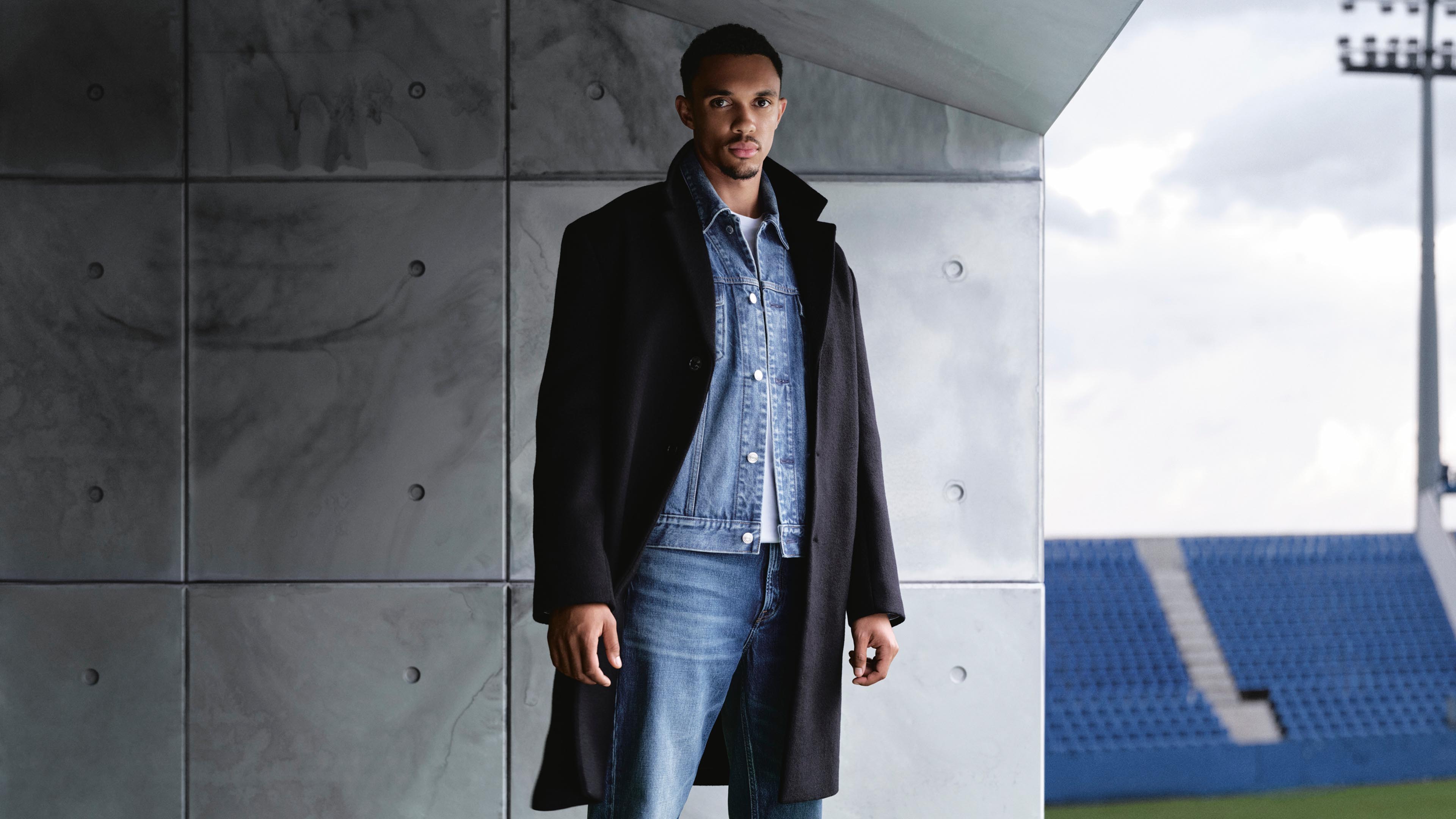 Trent Alexander-Arnold posing in Calvin Klein Denim.