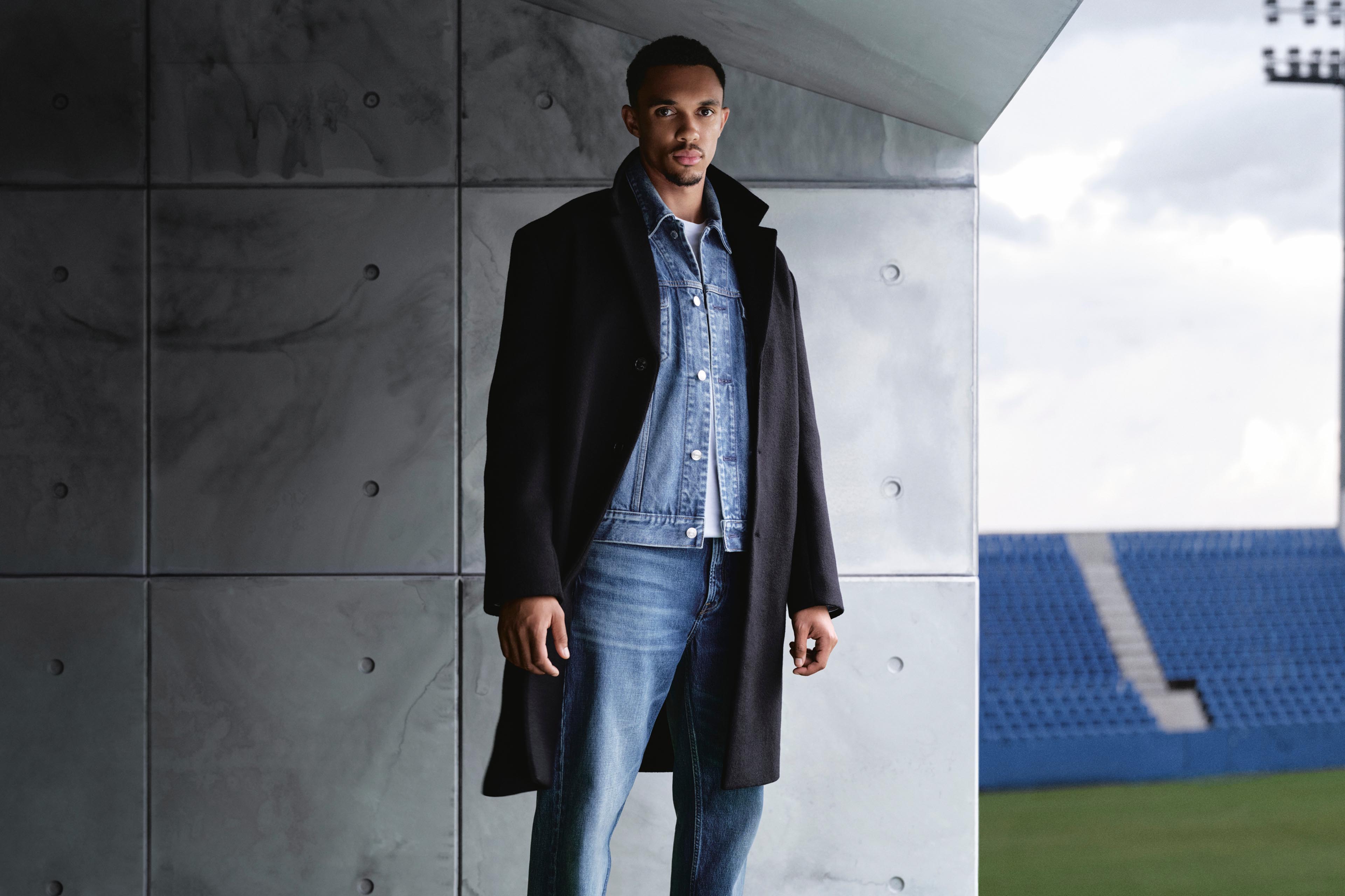 Trent Alexander-Arnold posing in Calvin Klein Denim.