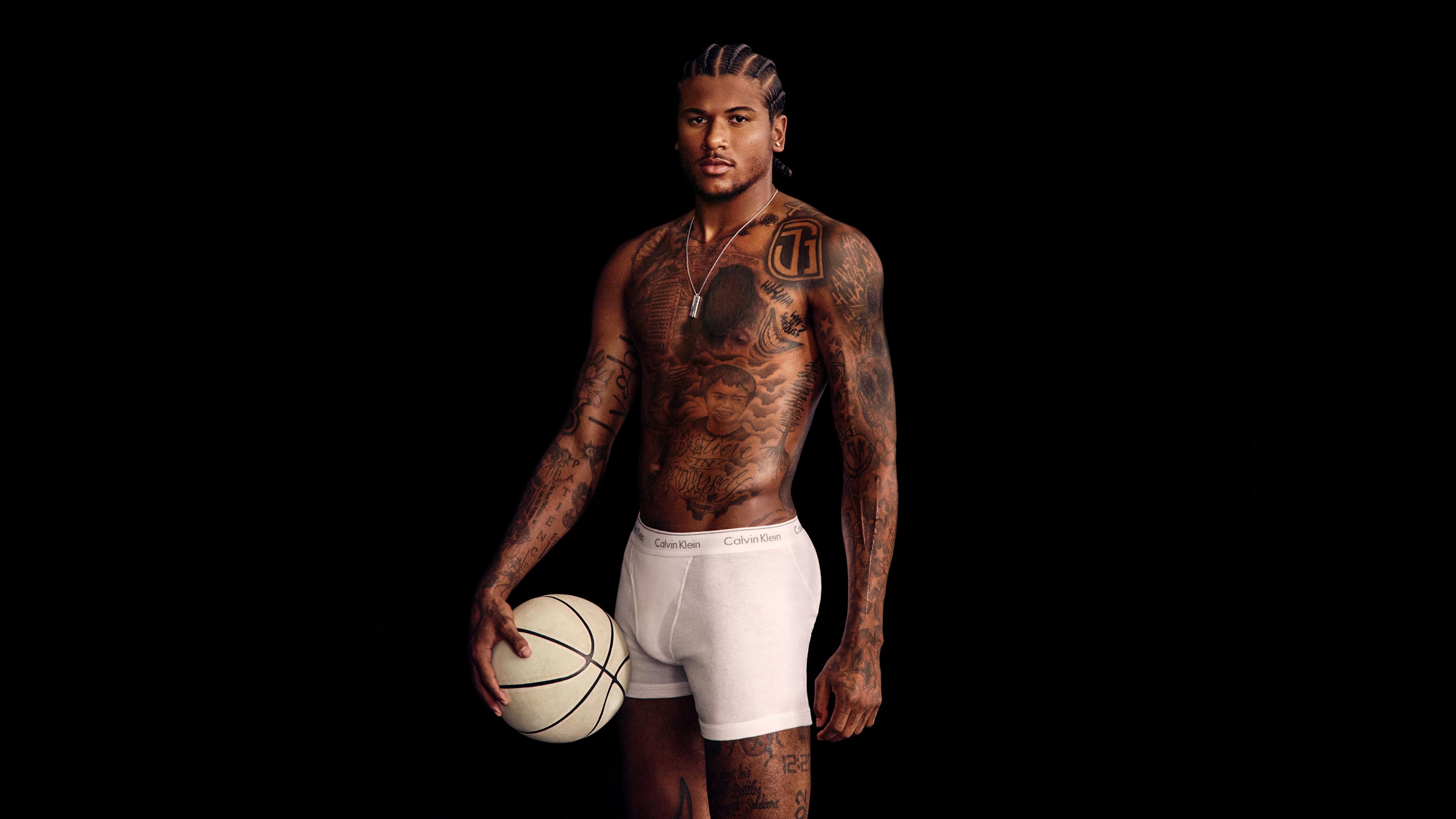 Jalen Green posing in Calvin Klein Underwear