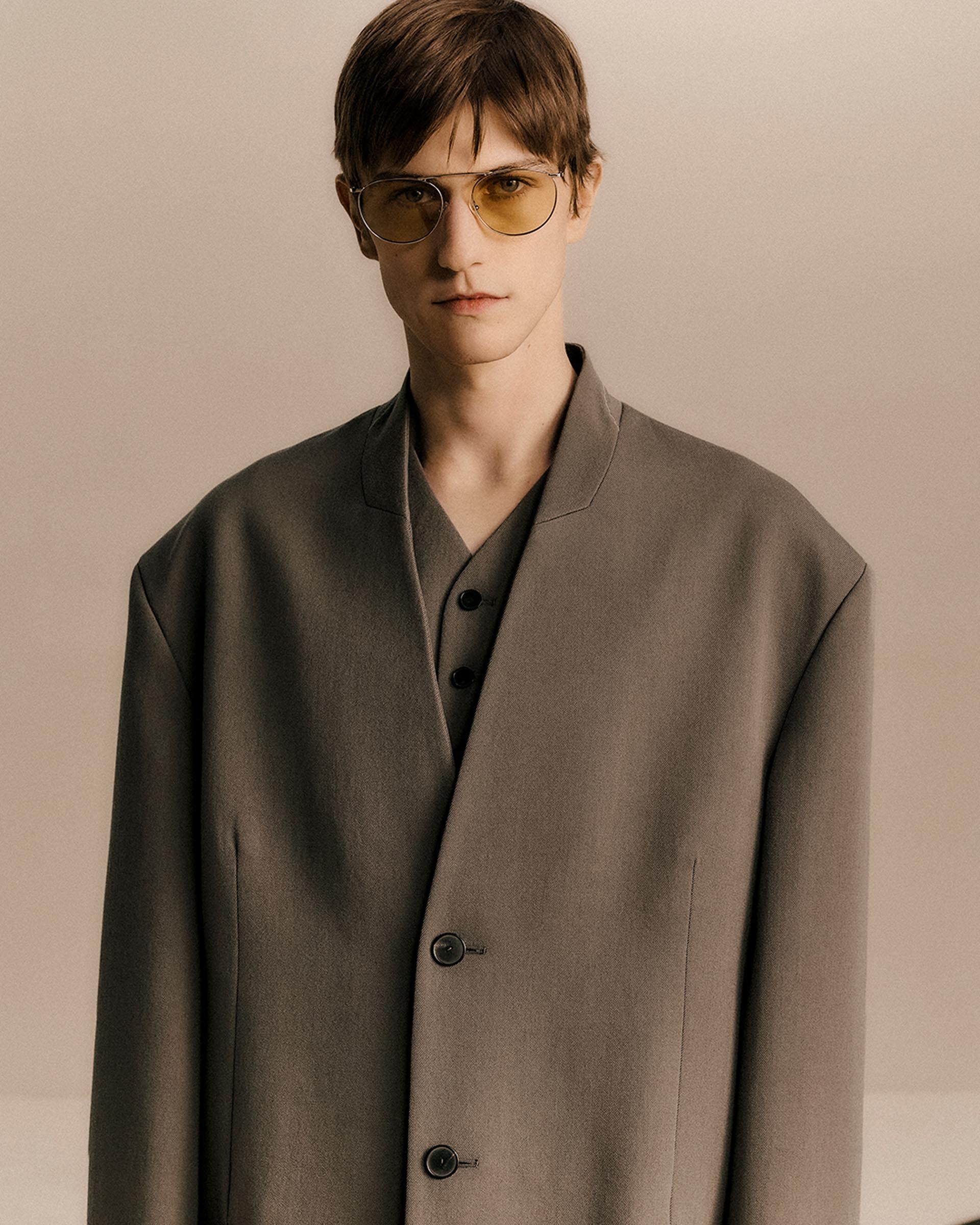 Model posing in Calvin Klein Collection