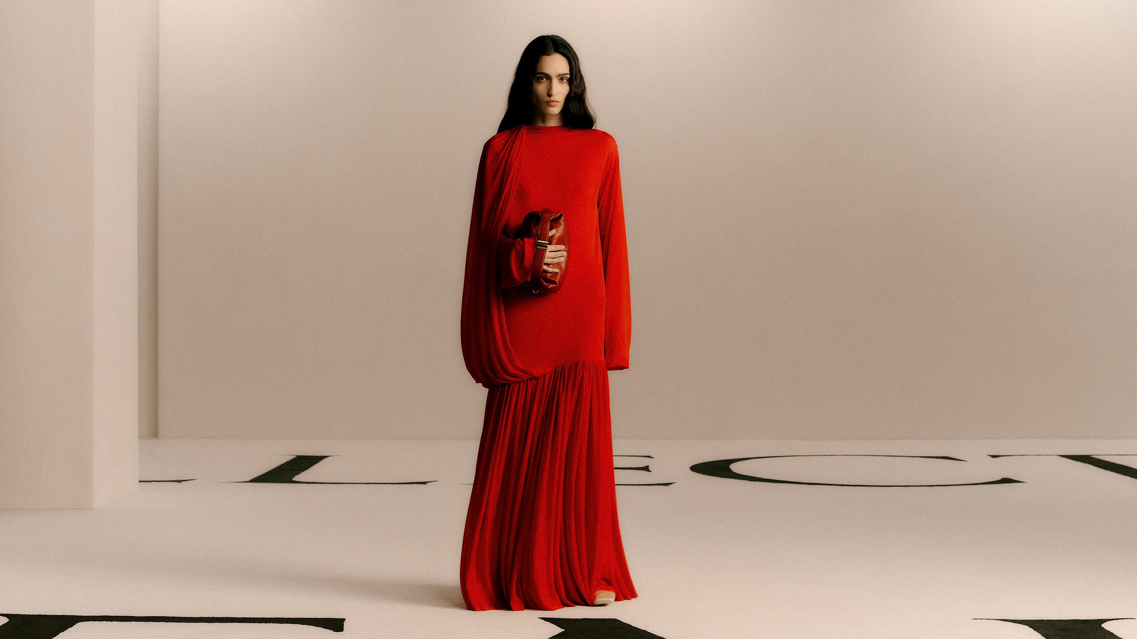 Model posing in Calvin Klein Collection