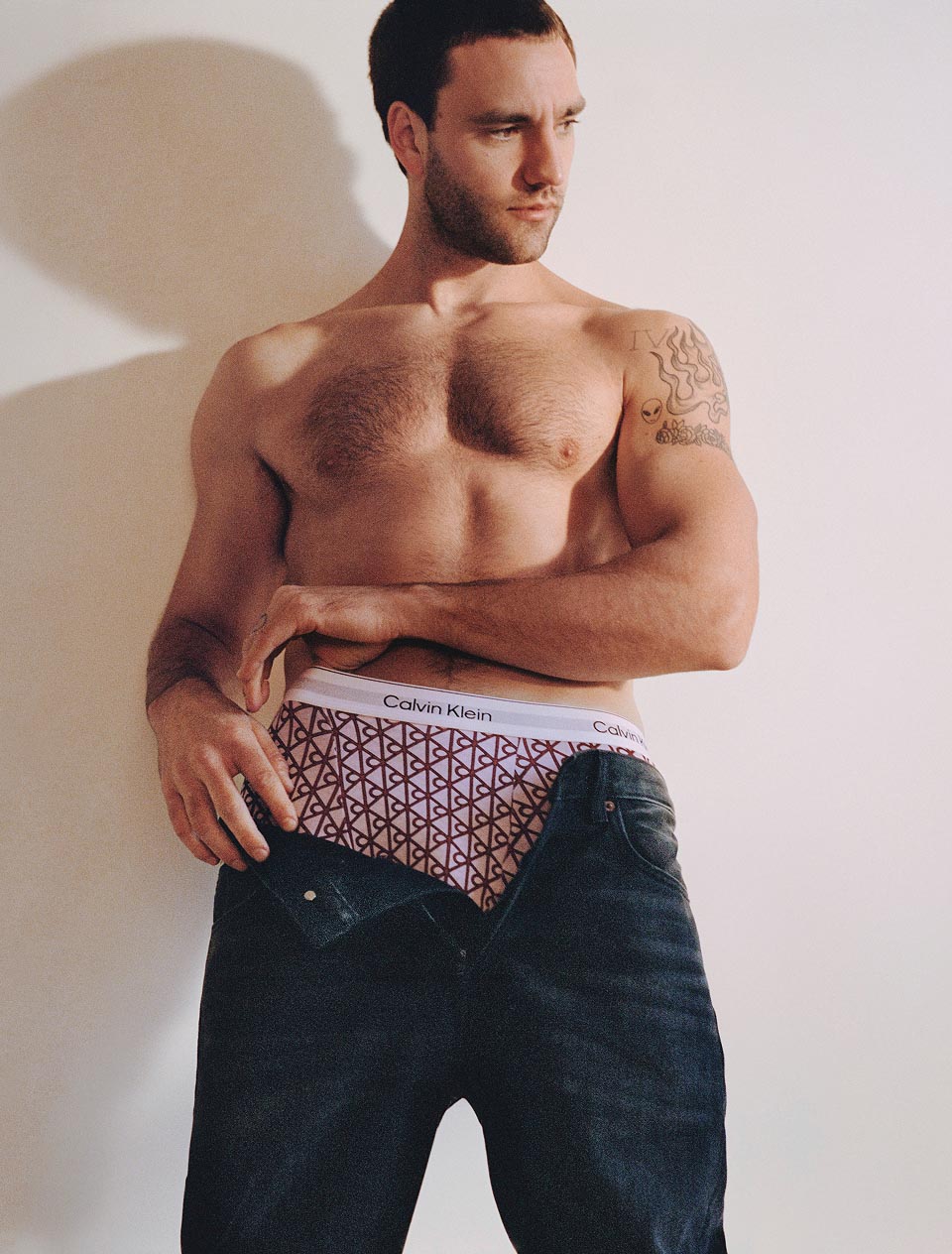 Jackson White posing in Calvin Klein underwear