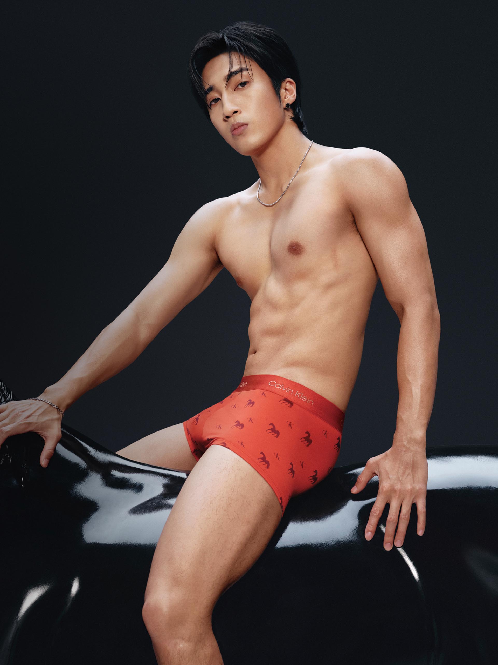 Model posing in Calvin Klein Activewear