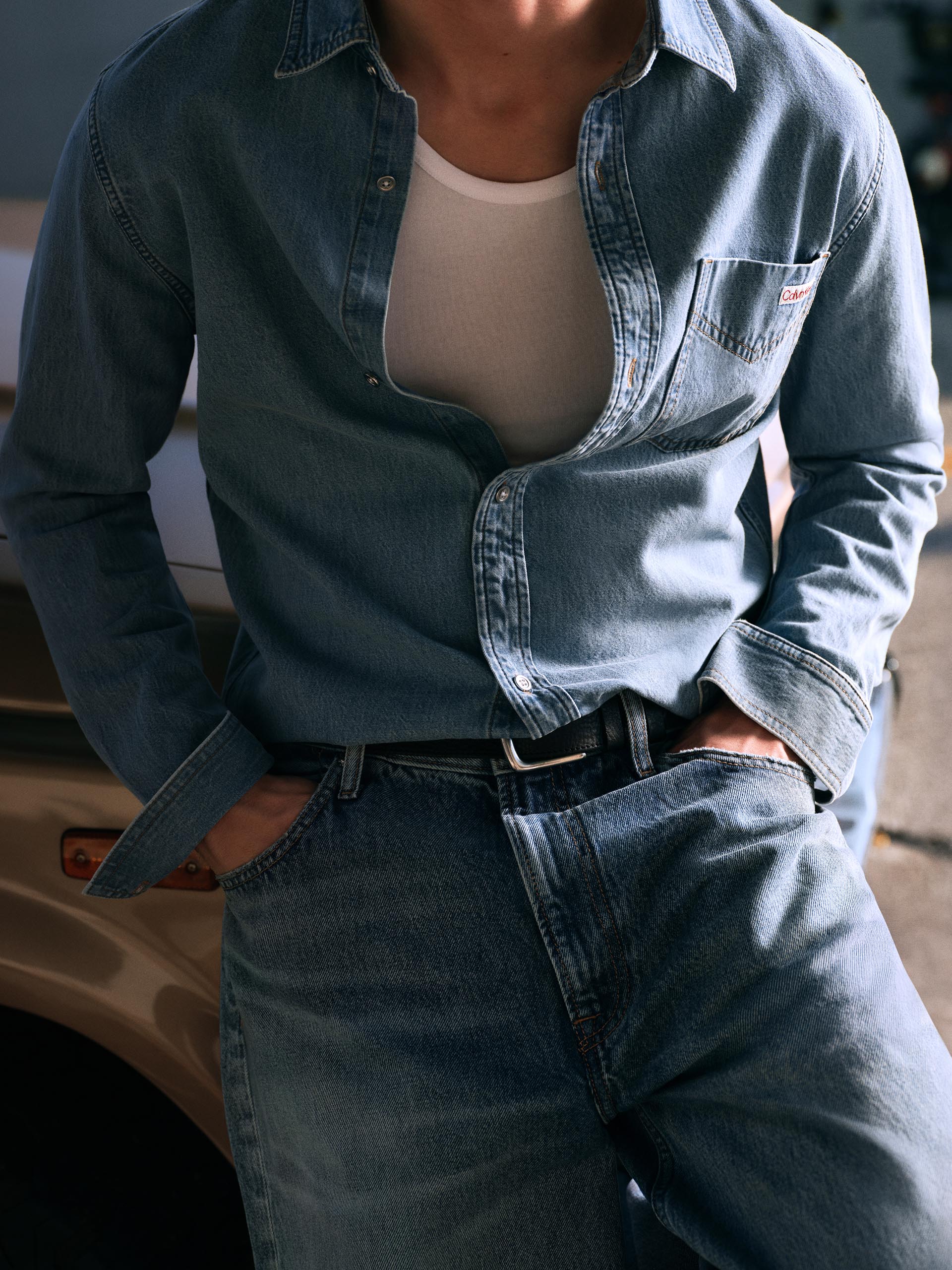 Models posing in Calvin Klein denim