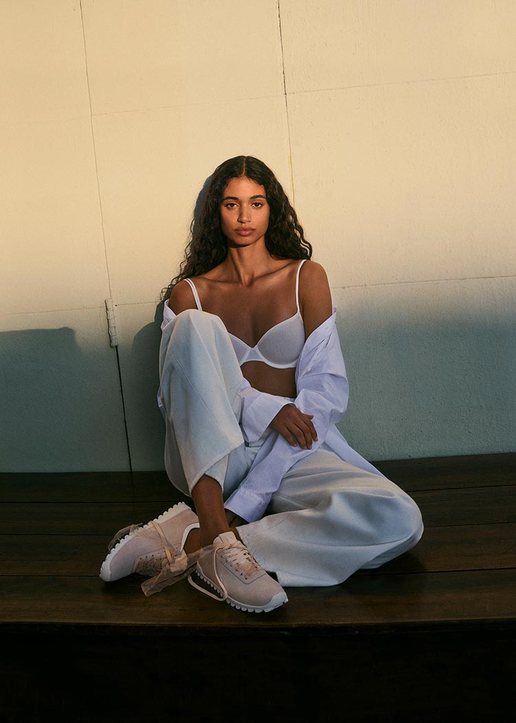 Grace Van Patten posing in Calvin Klein underwear