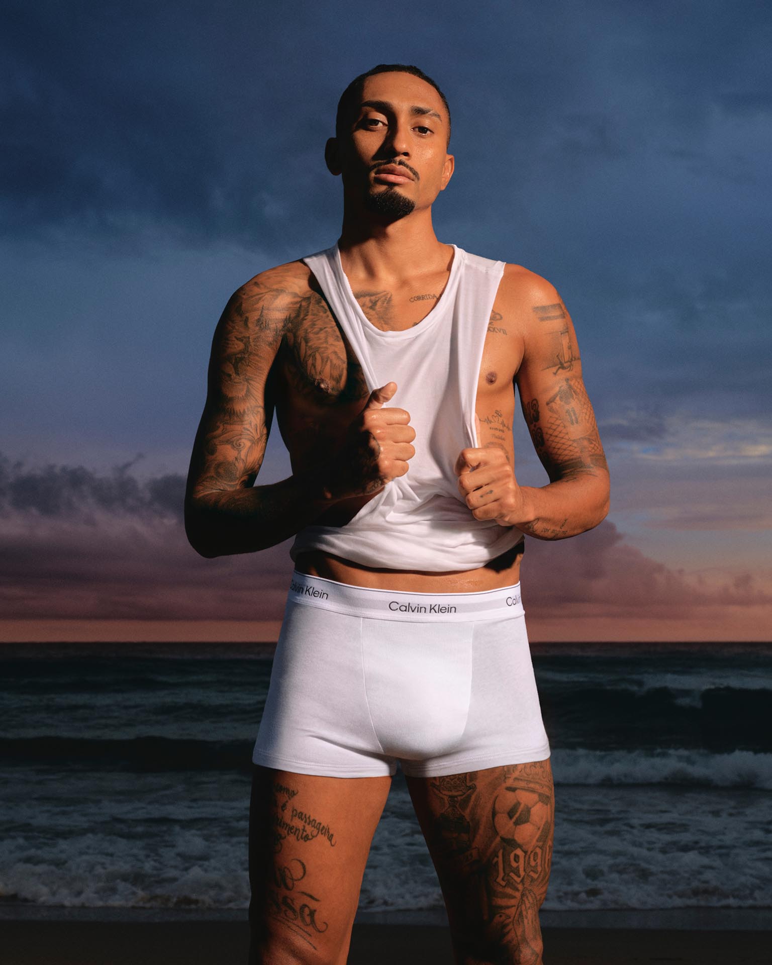 Raphinha posing in Calvin Klein underwear