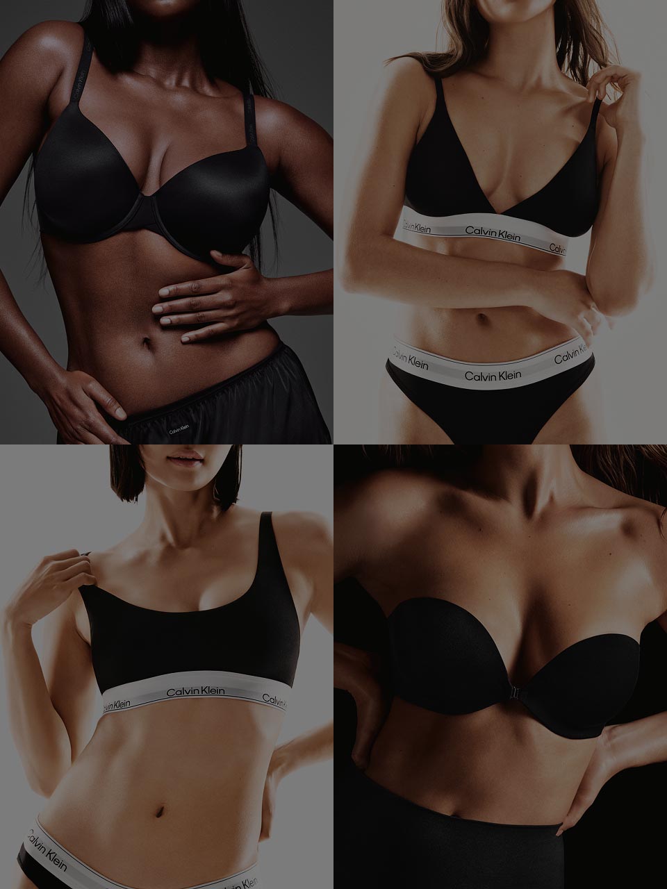 Models posing in Calvin Klein bras