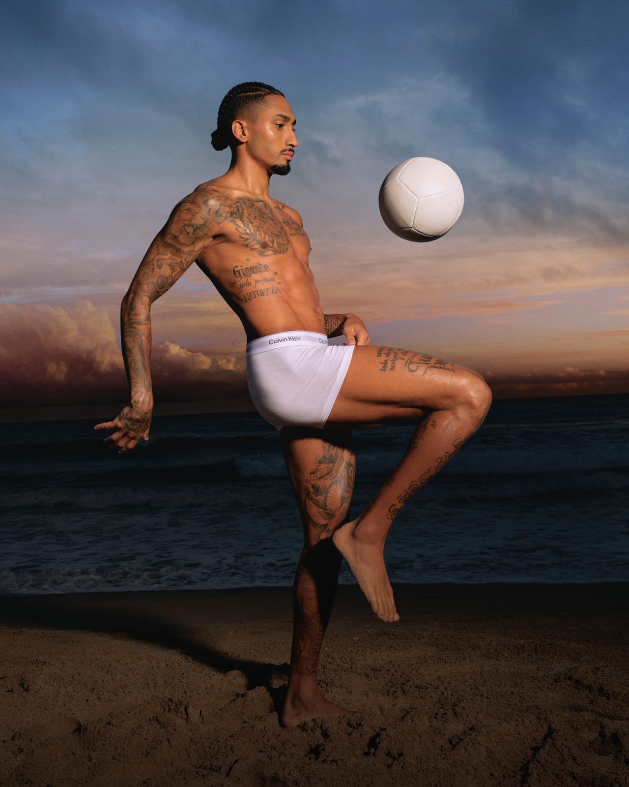 Raphinha posing in Calvin Klein underwear