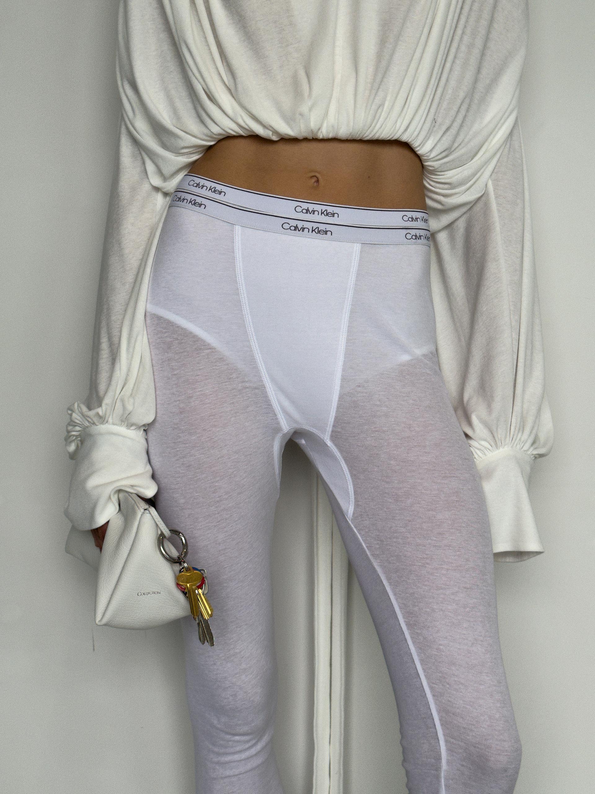 Model posing in Calvin Klein Collection