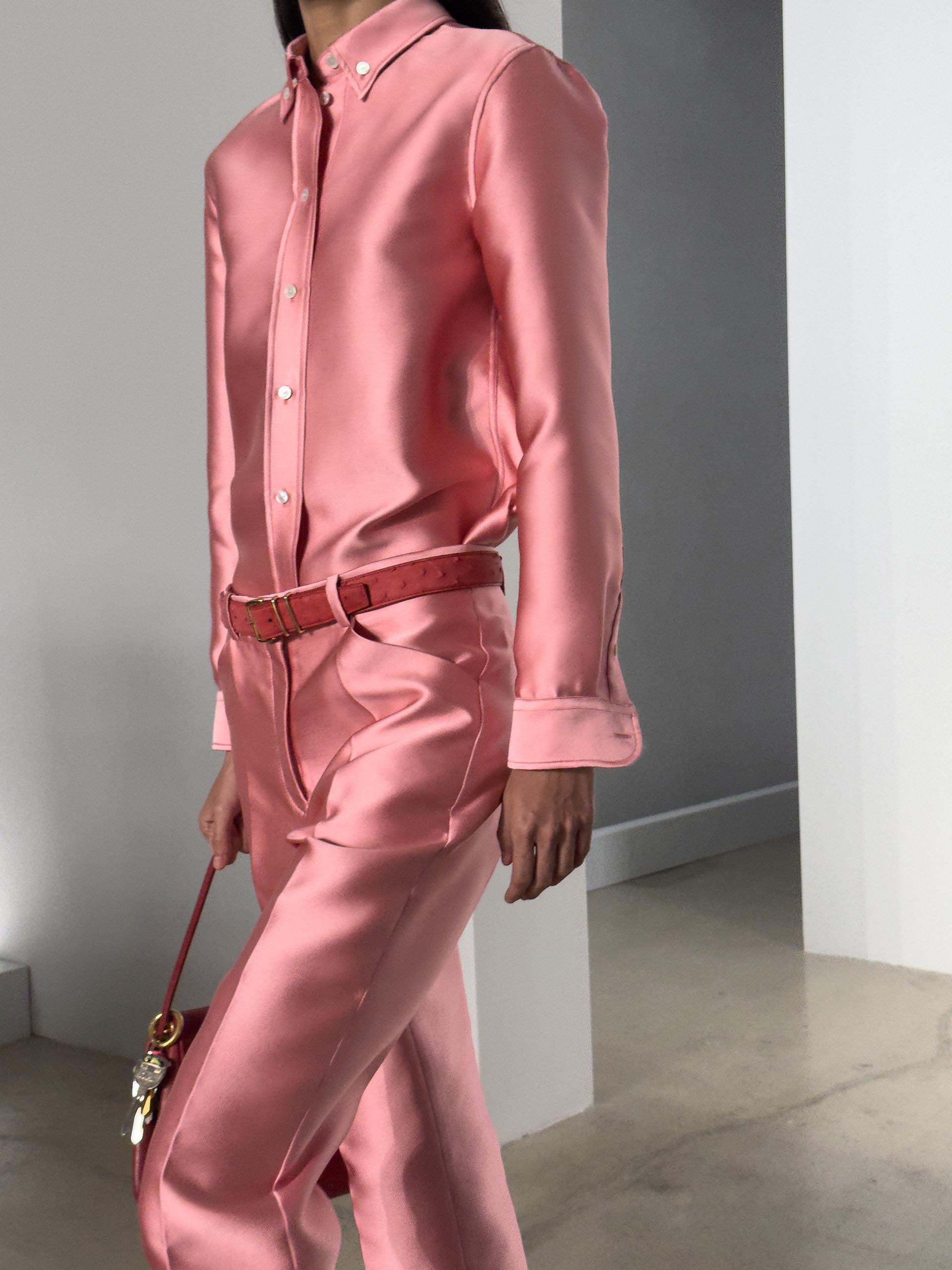 Model posing in Calvin Klein Collection