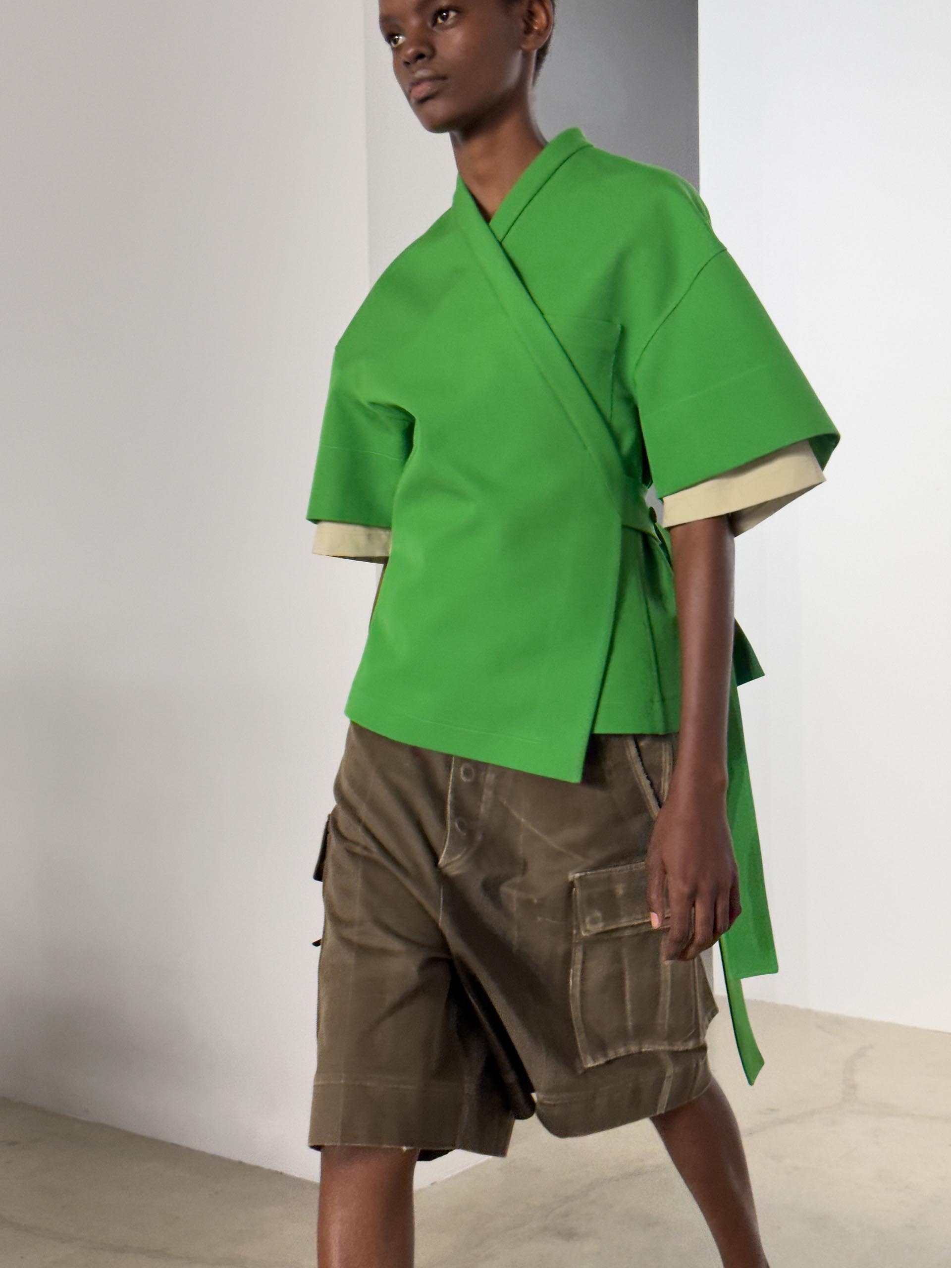 Model posing in Calvin Klein Collection