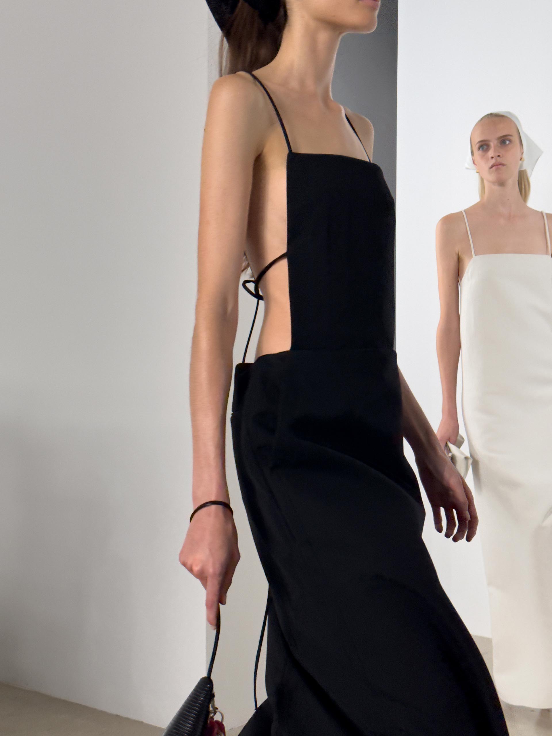 Model posing in Calvin Klein Collection