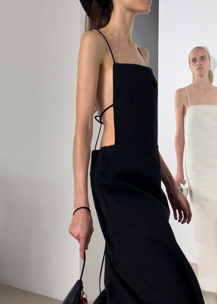 Model posing in Calvin Klein Collection