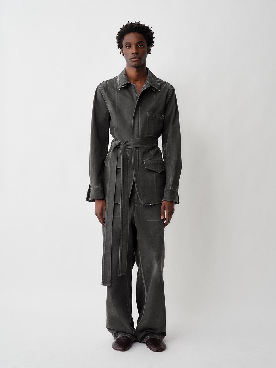 Model posing in Calvin Klein Collection