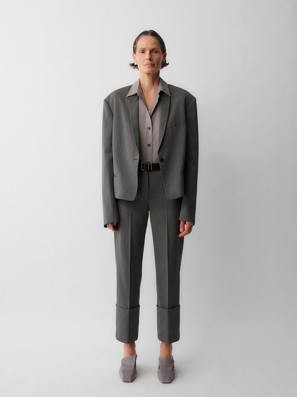 Model posing in Calvin Klein Collection