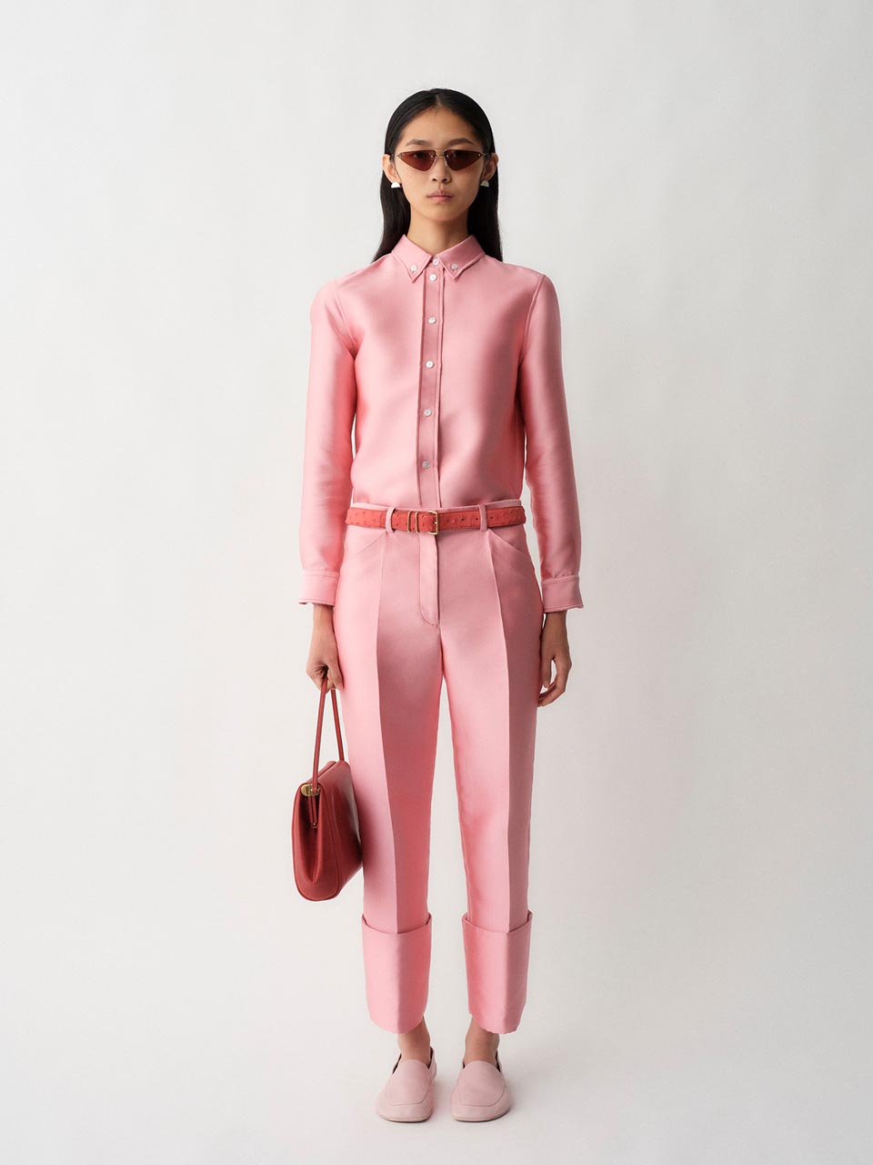 Model posing in Calvin Klein Collection
