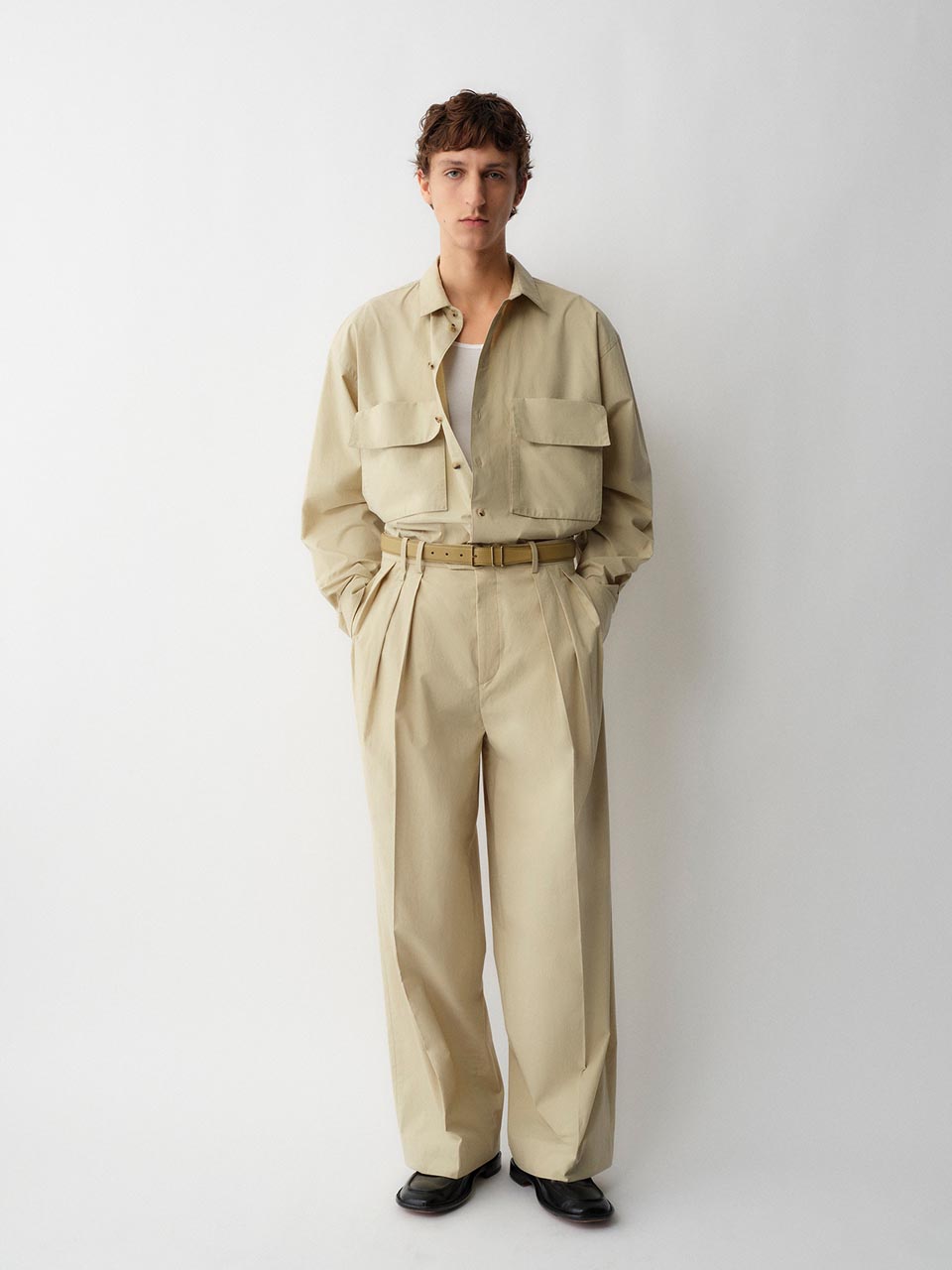 Model posing in Calvin Klein Collection