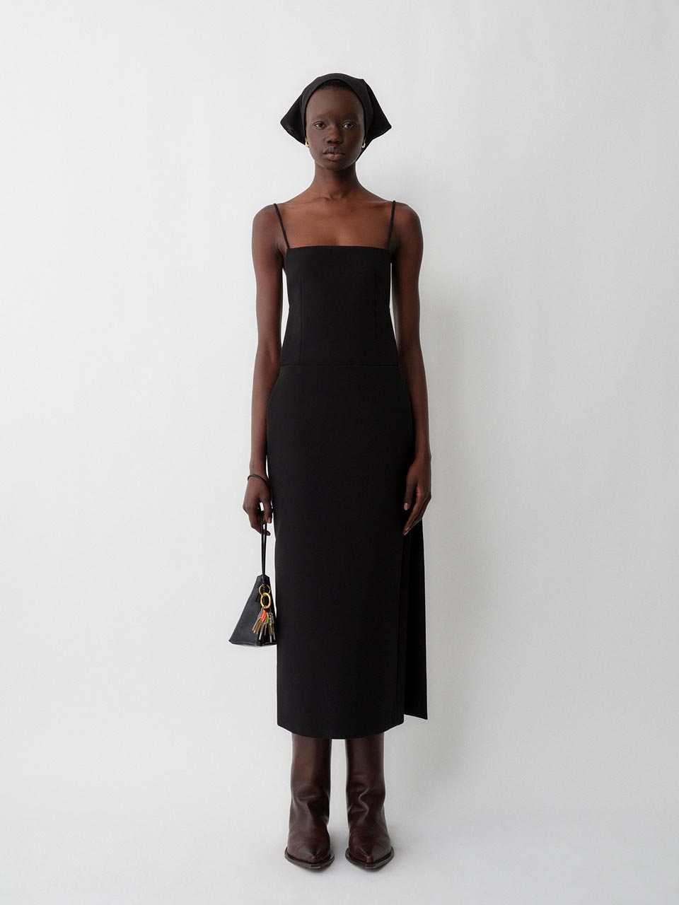 Model posing in Calvin Klein Collection