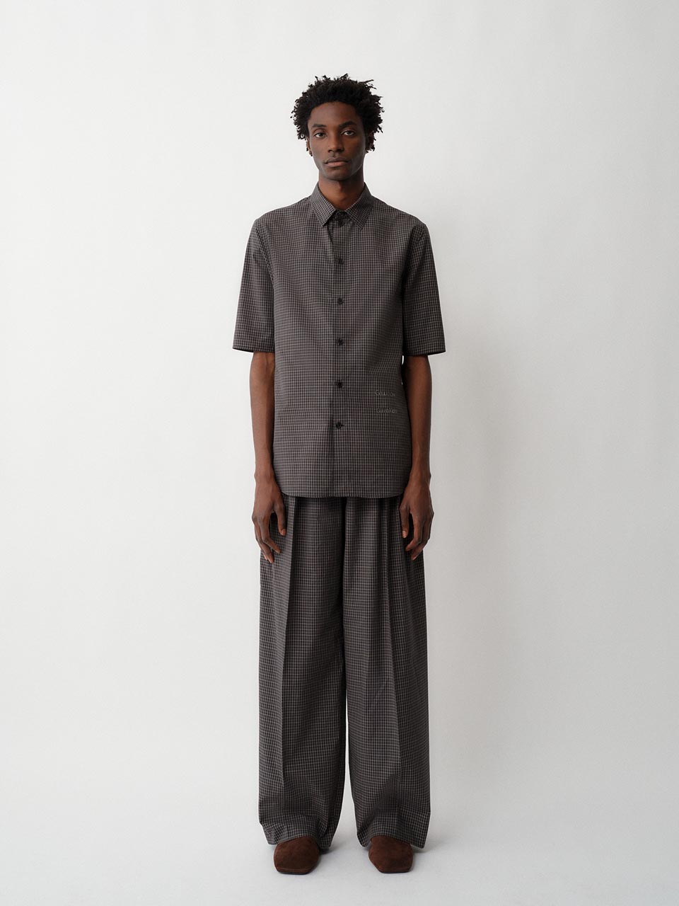 Model posing in Calvin Klein Collection