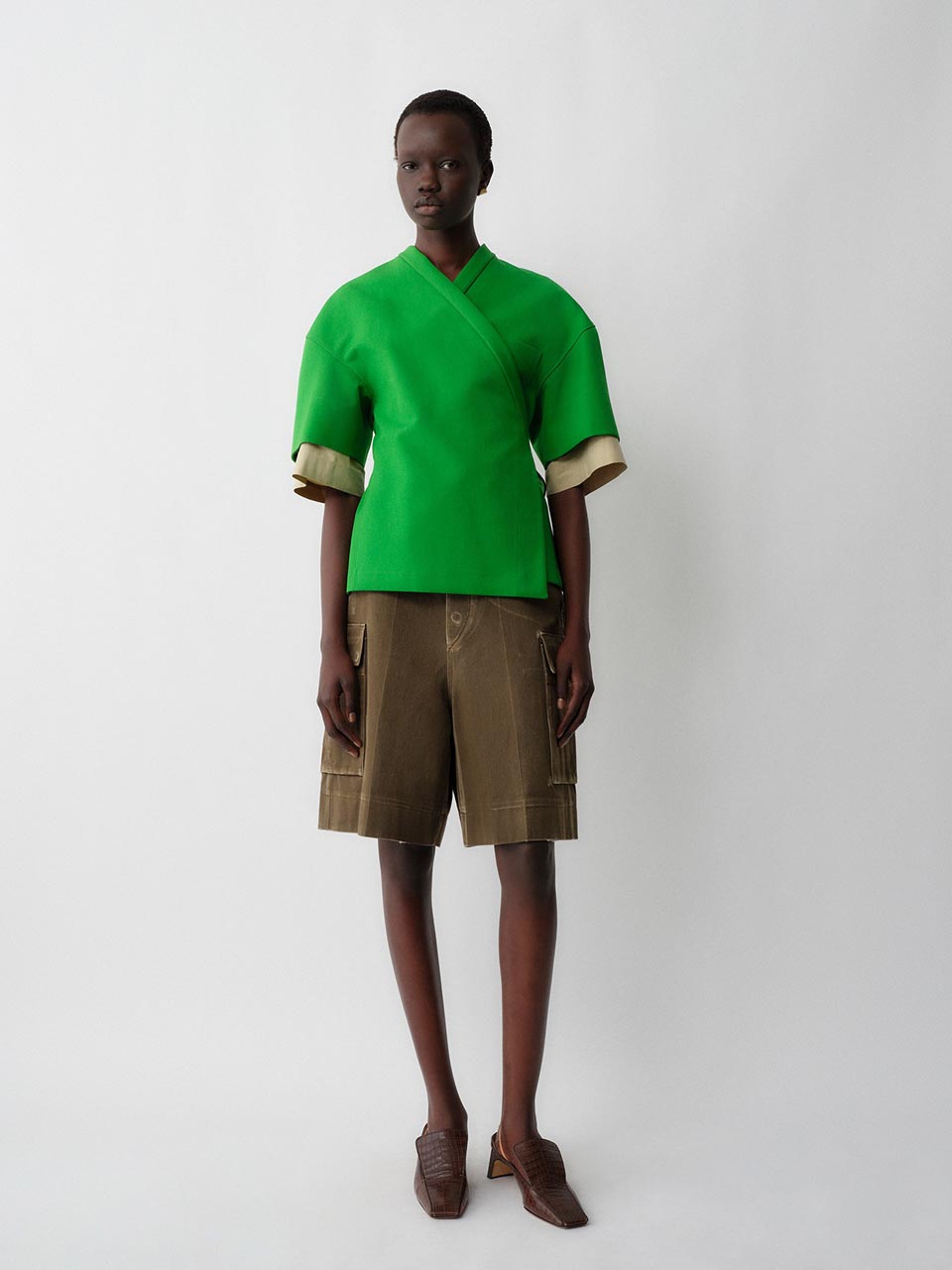 Model posing in Calvin Klein Collection