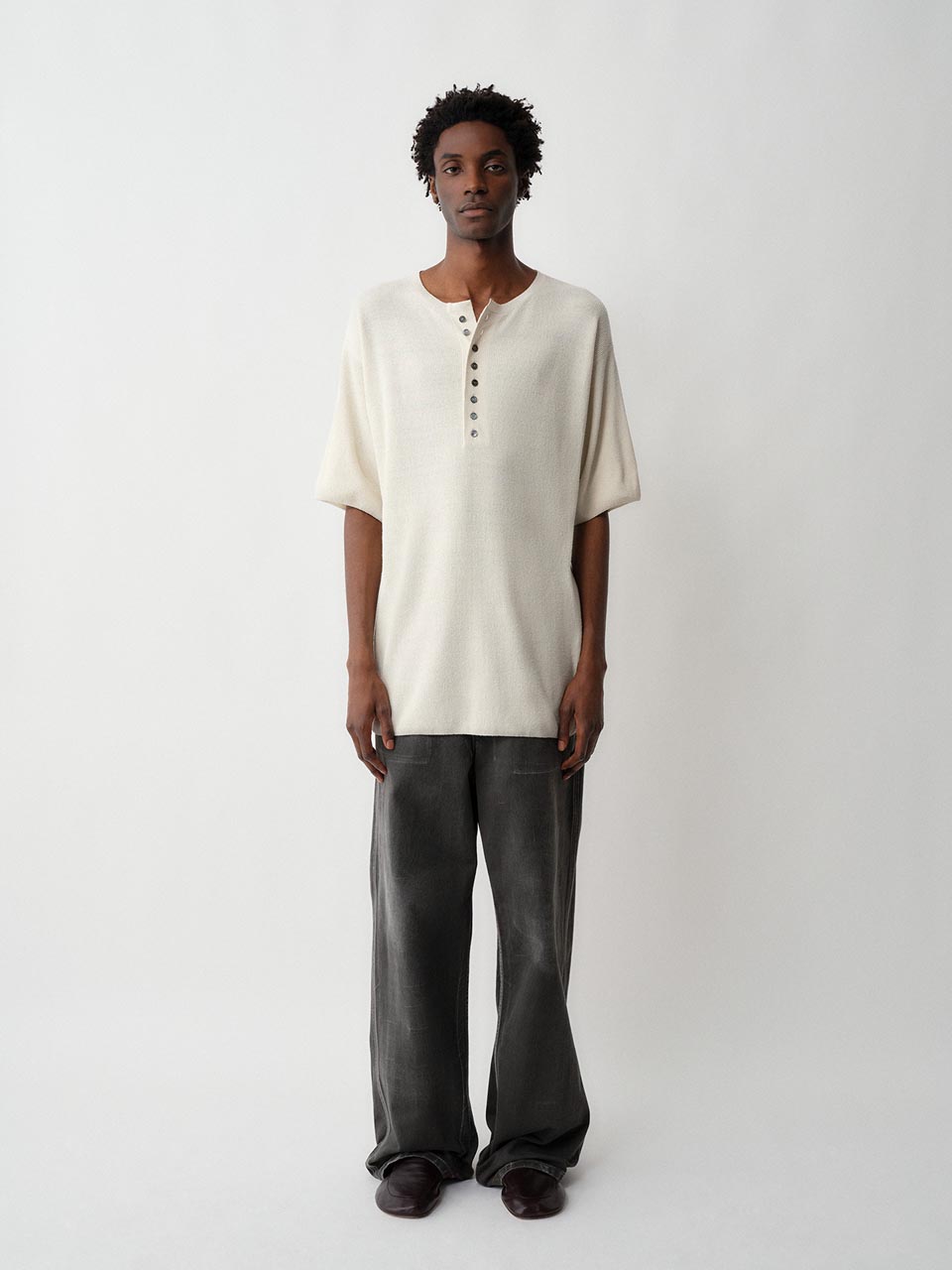 Model posing in Calvin Klein Collection