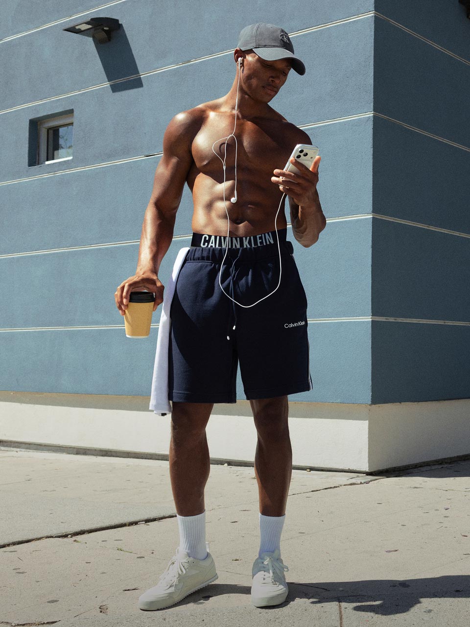 Model posing in Intense Power Motion Boxer Brief