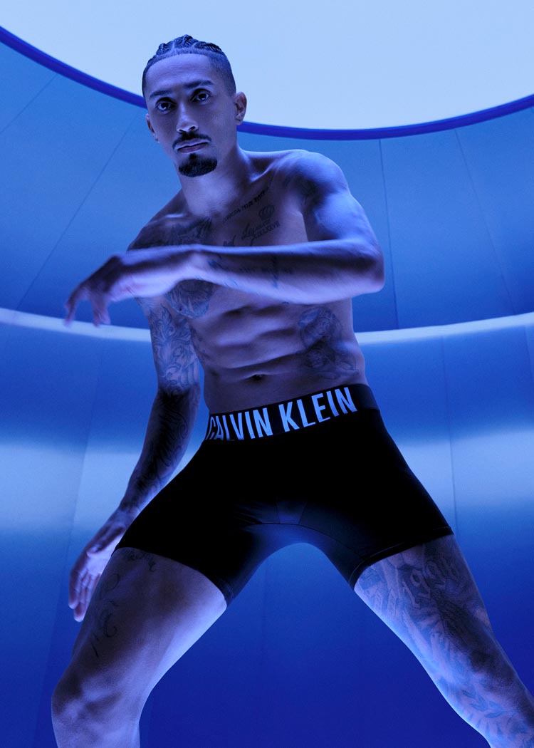 Raphinha posing in Calvin Klein underwear