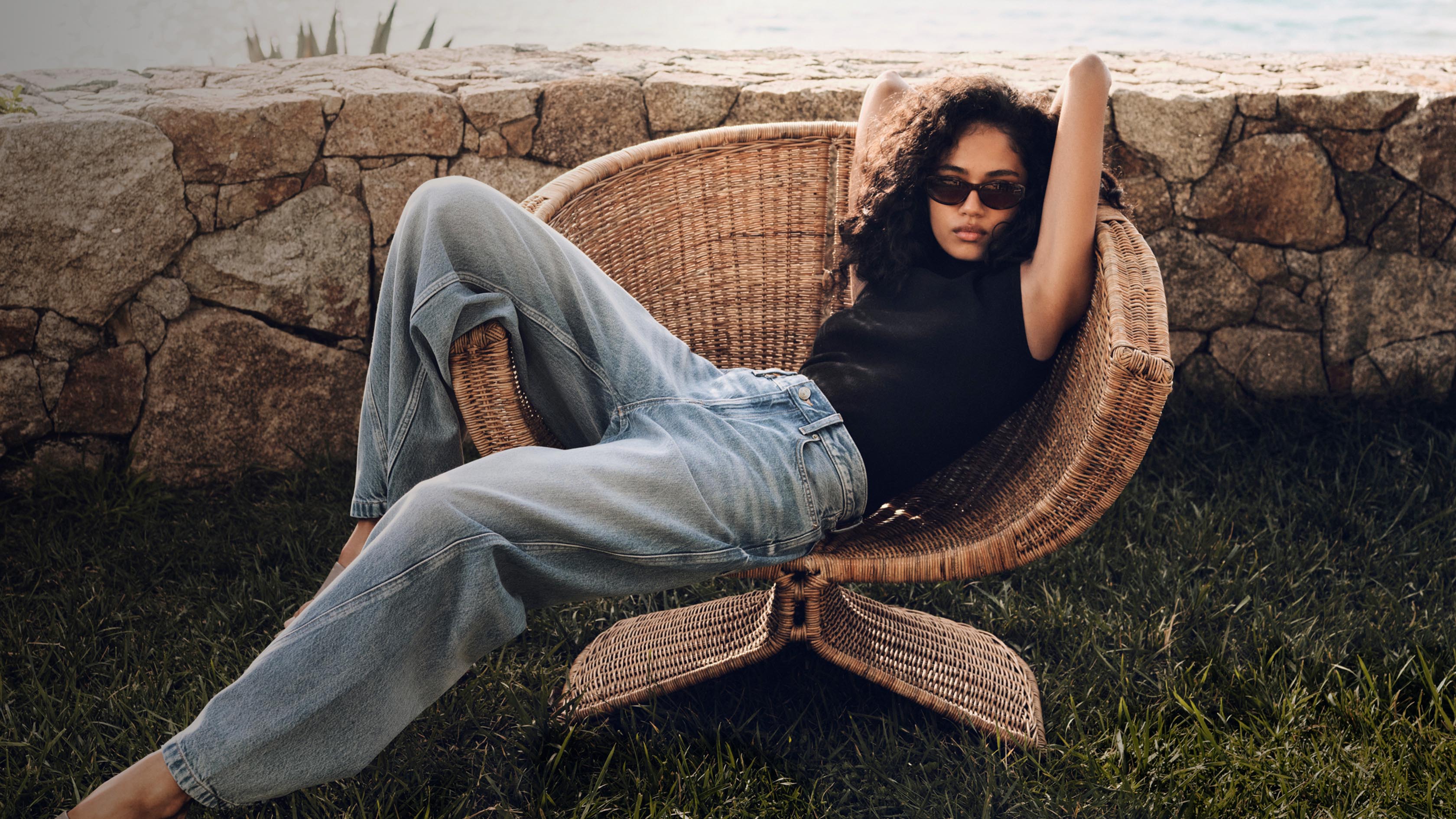 Model posing in Calvin Klein denim