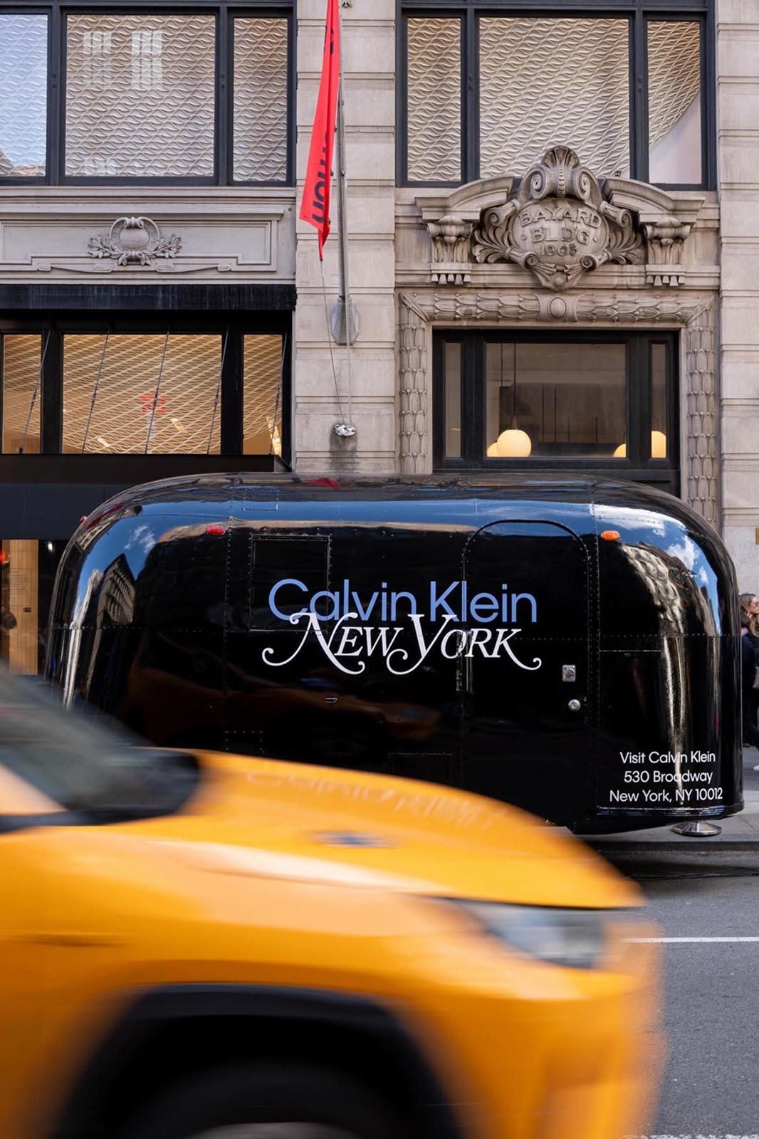 Grid of video clips and images from social media featuring Calvin Klein