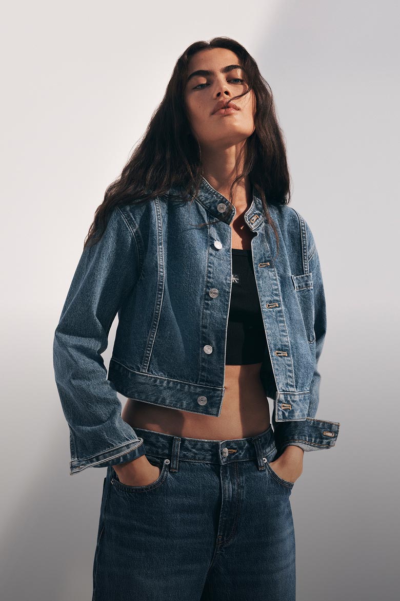 Model posing in Calvin Klein denim
