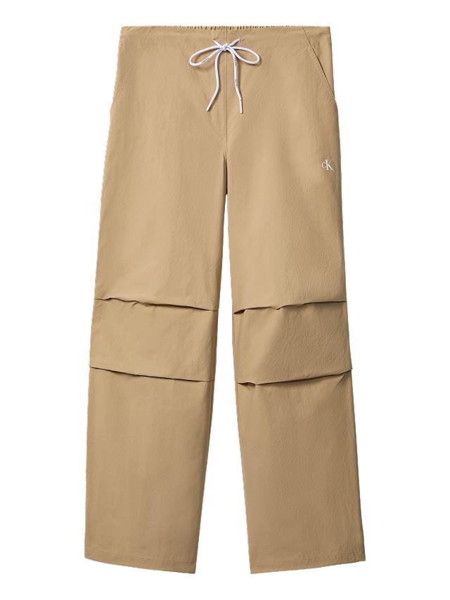tan crinkle nylon pants