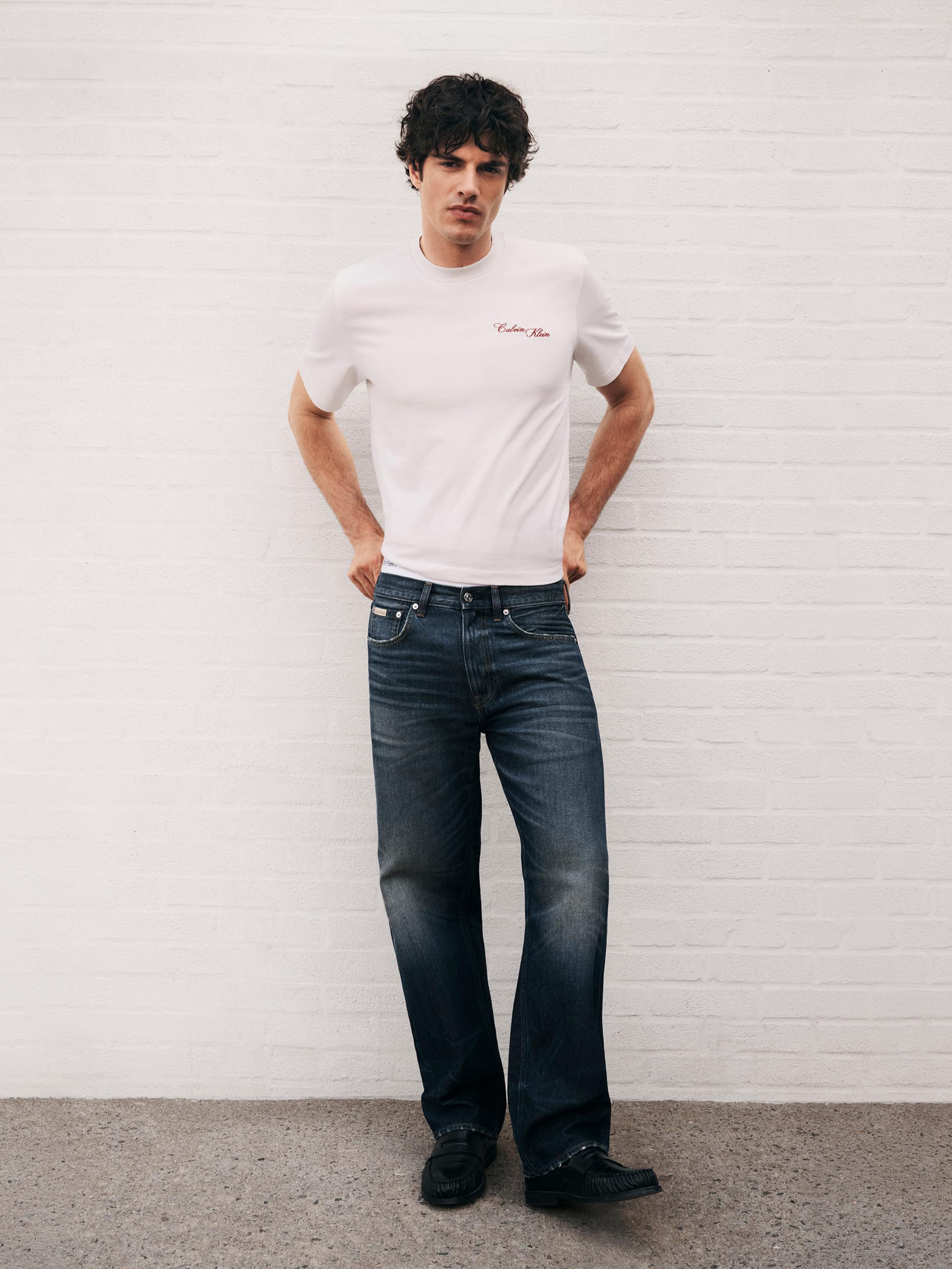 Model posing in Calvin Klein denim