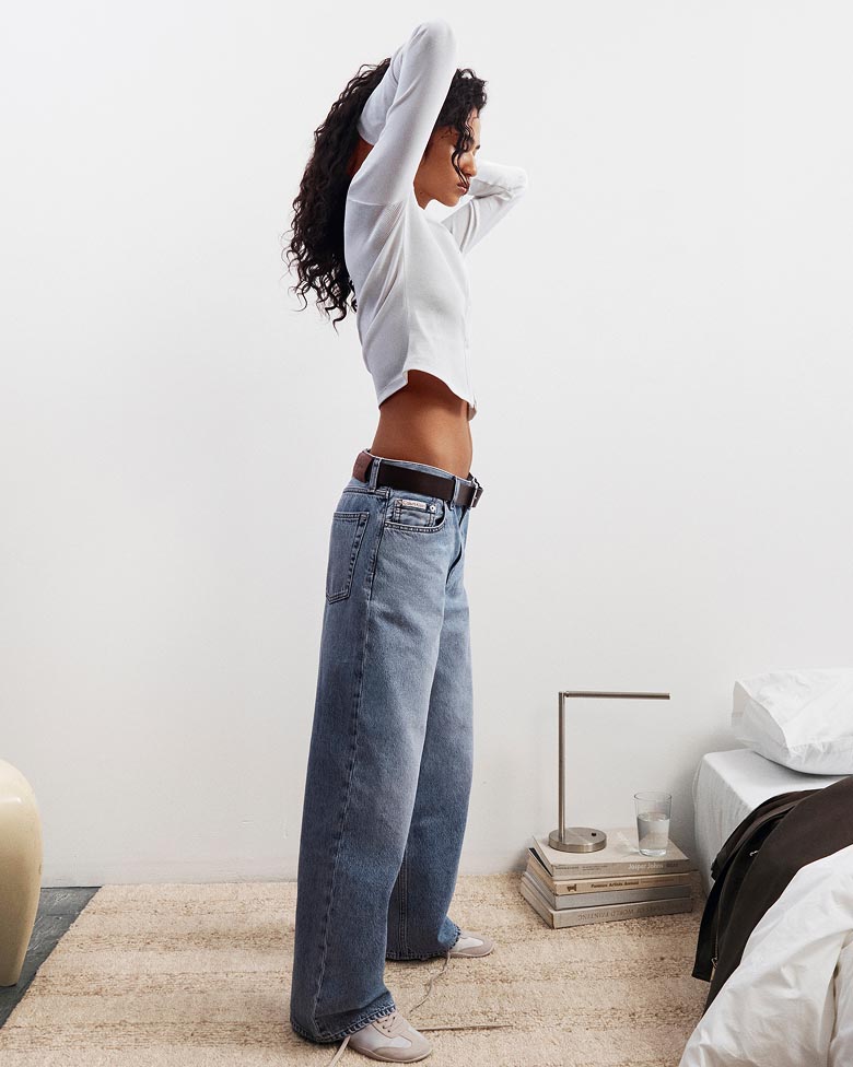 Model posing in the Low Rise Baggy Jean
