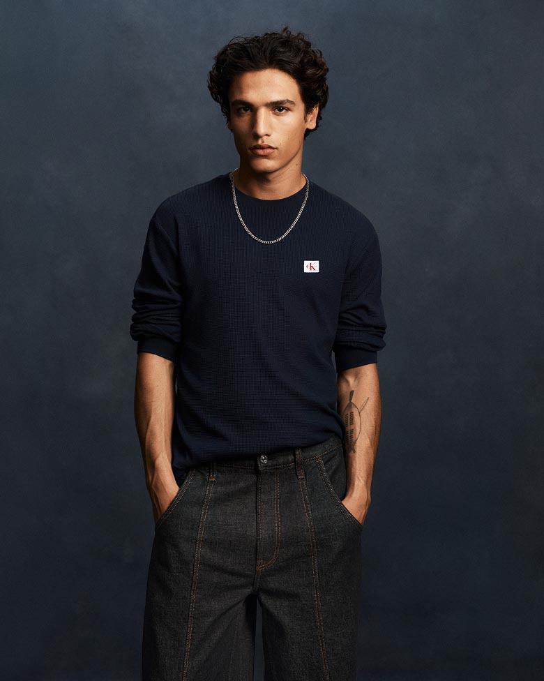 Model posing in the Baggy Utility Jean