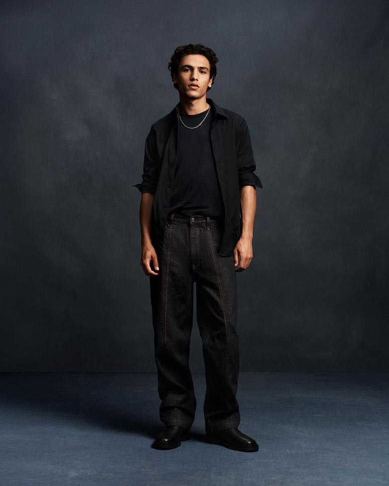 Model posing in the Baggy Utility Jean