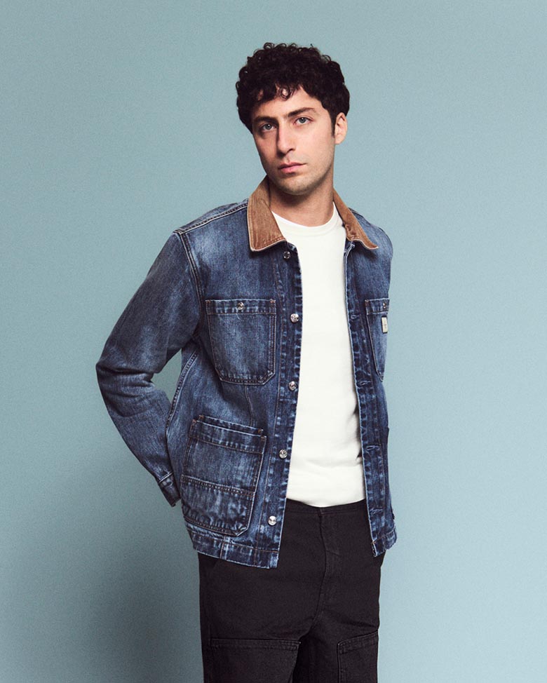 Alexander Roth posing in the Denim Chore Jacket