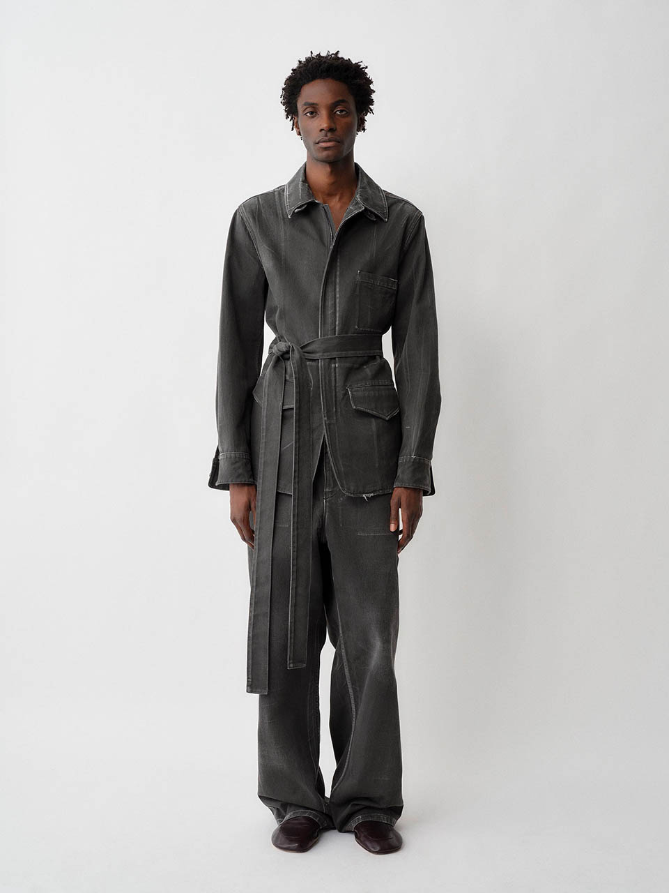 Model posing in Calvin Klein Collection Apparel
