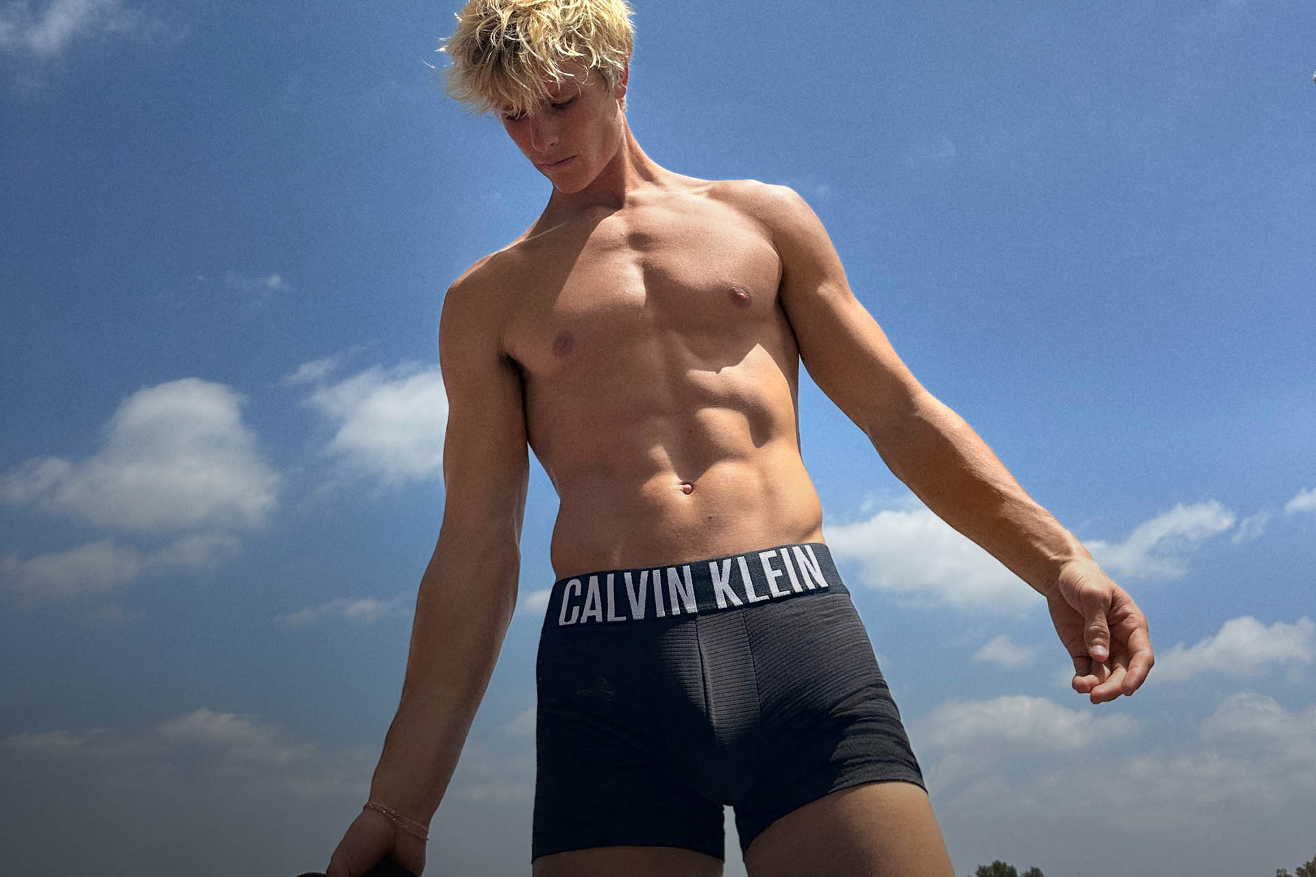 Model posing in Intense Power Air underwear