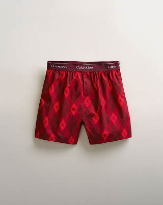 Still life image of a red printed boxers